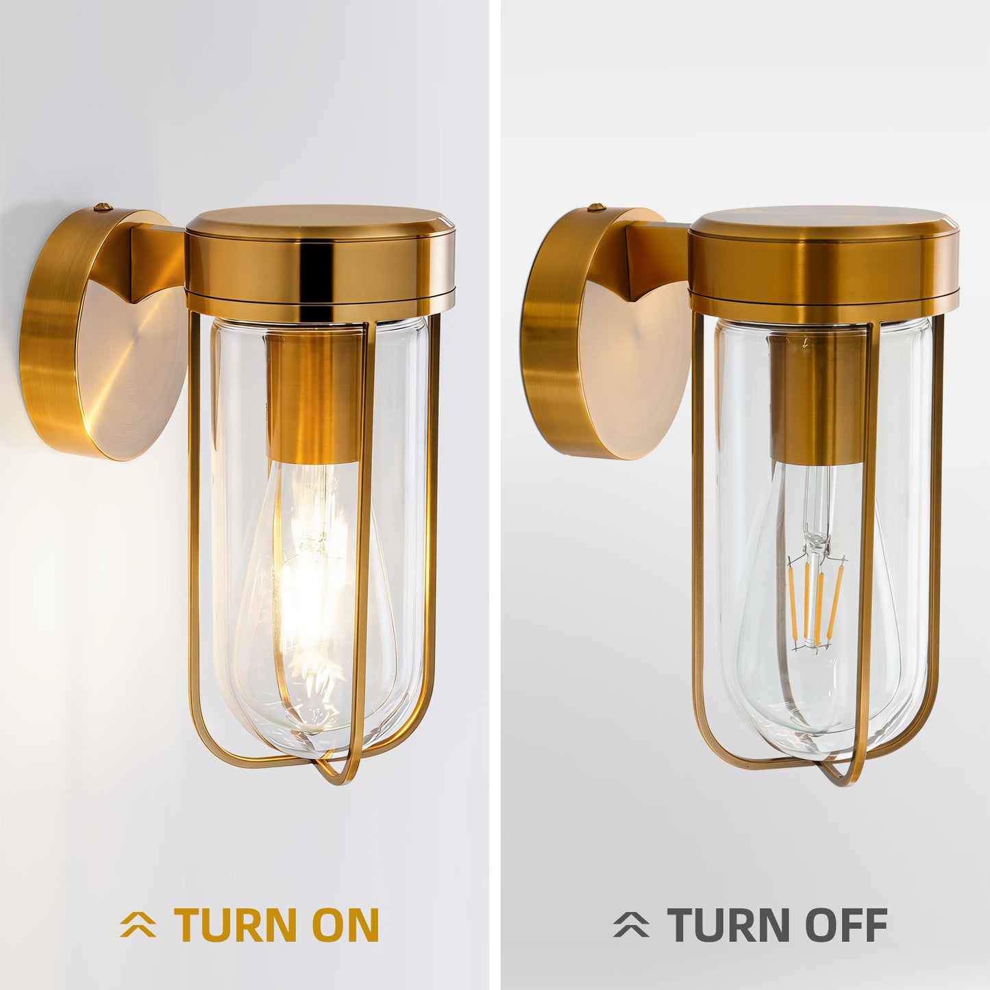 MantoLite Vintage Indoor Wall Light Brass Bath Vanity Light (Simple with Glass Shade) Industrial-Style Wall Light Suitable for Living Room, Bedroom and Hallway