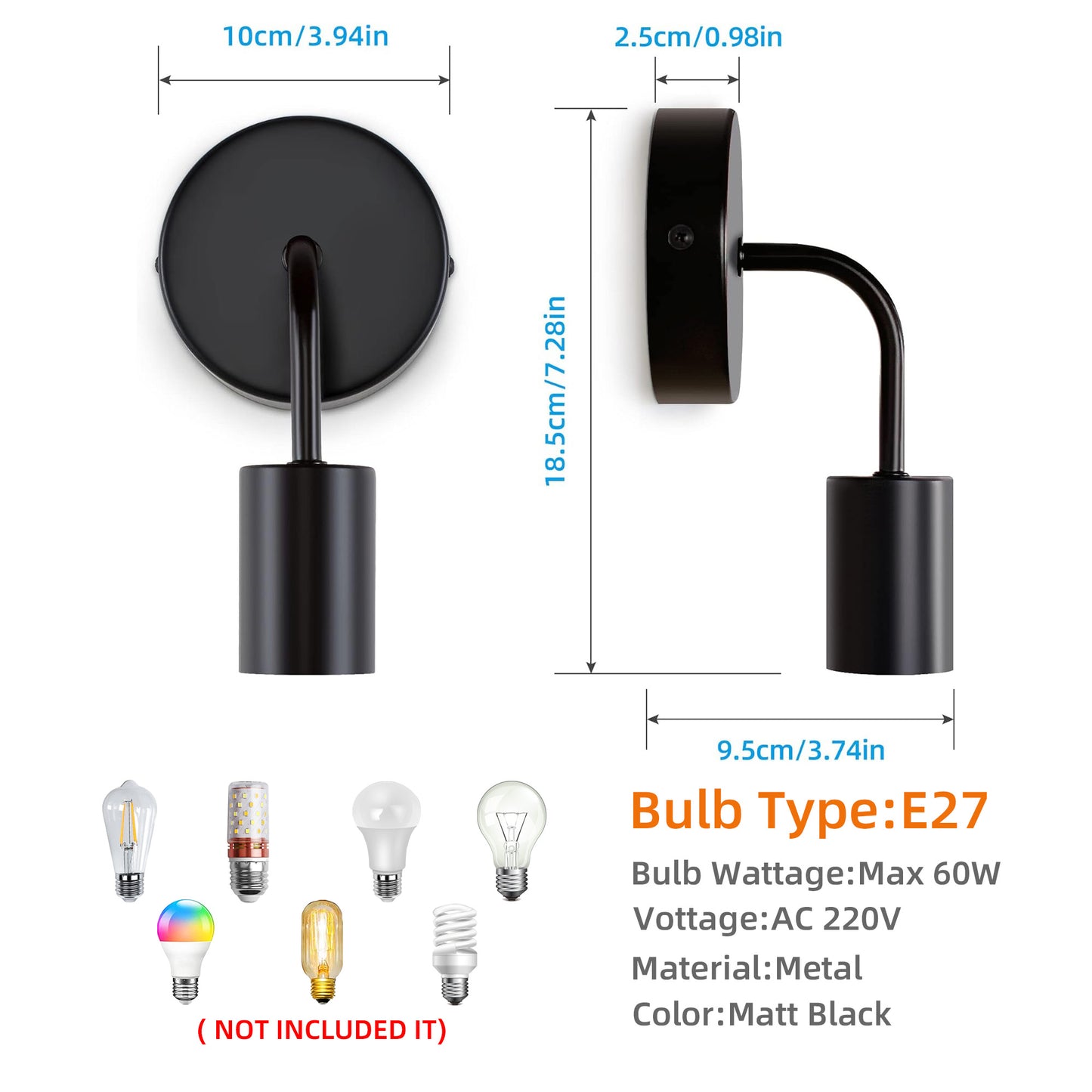 Black Wall Sconces Retro Hallway Indoor