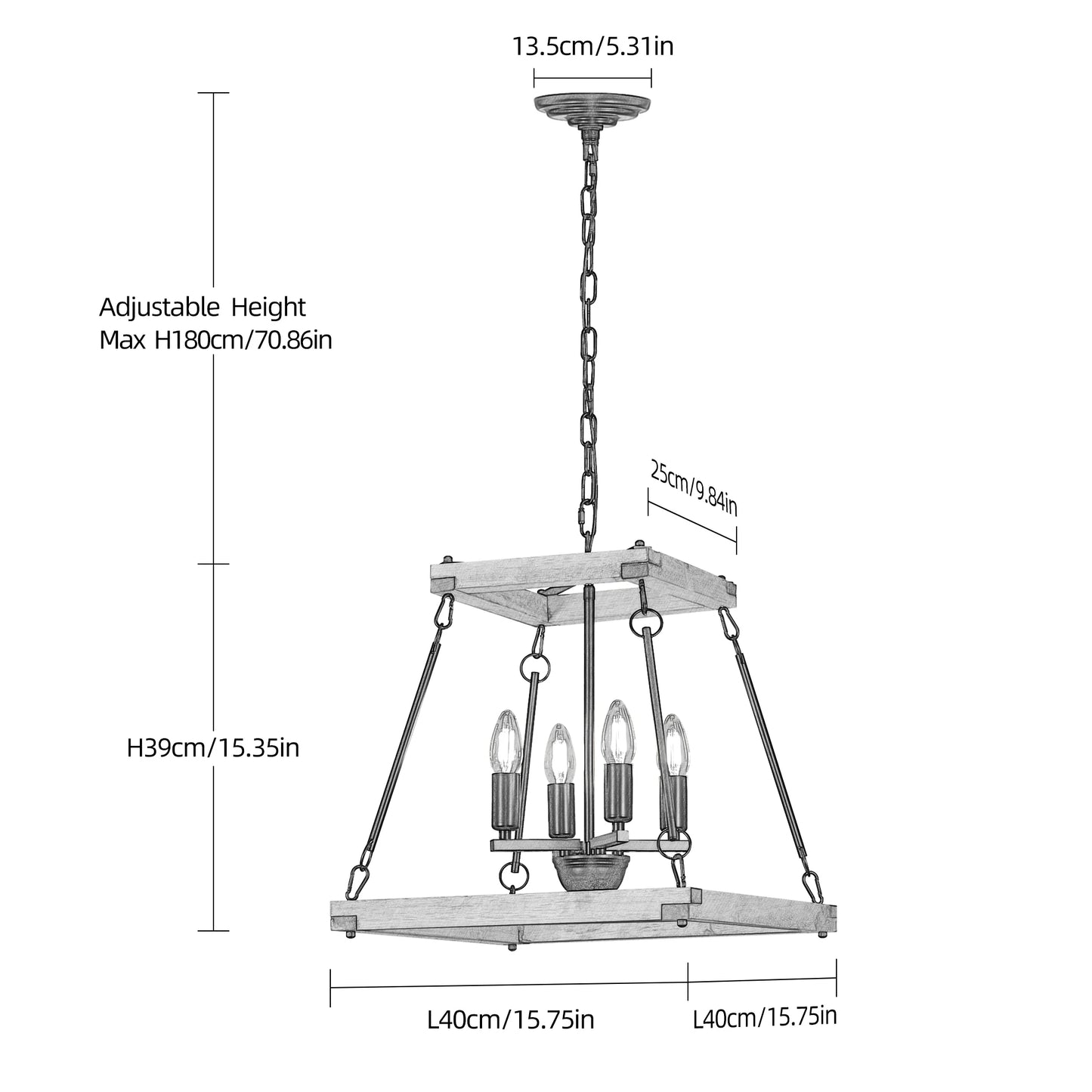 MantoLite Wooden Lantern Pendant Light Kitchen Island Chandelier for Dining Room Wood Rustic Farmhouse Living Room Ceiling Lamp