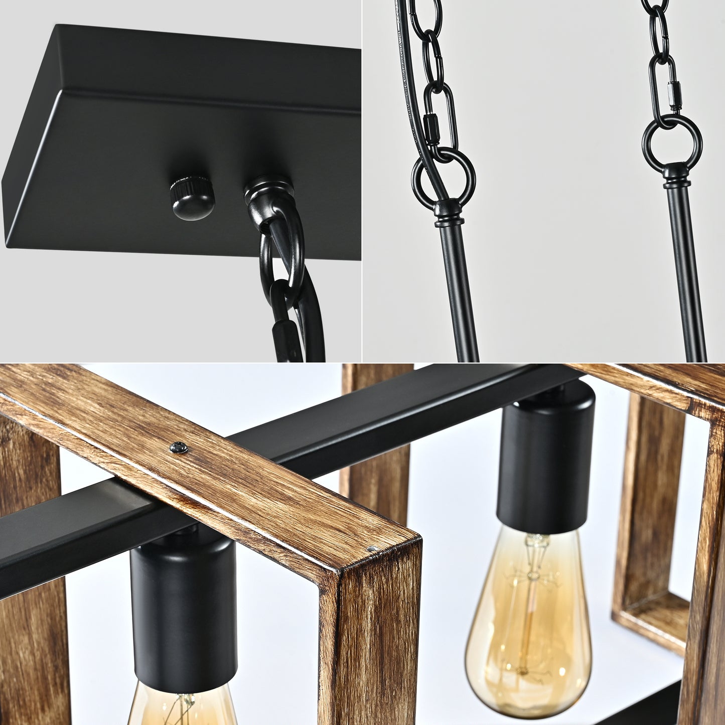 Modern Kitchen Island Lighting,4 Lights Wood Chandelier