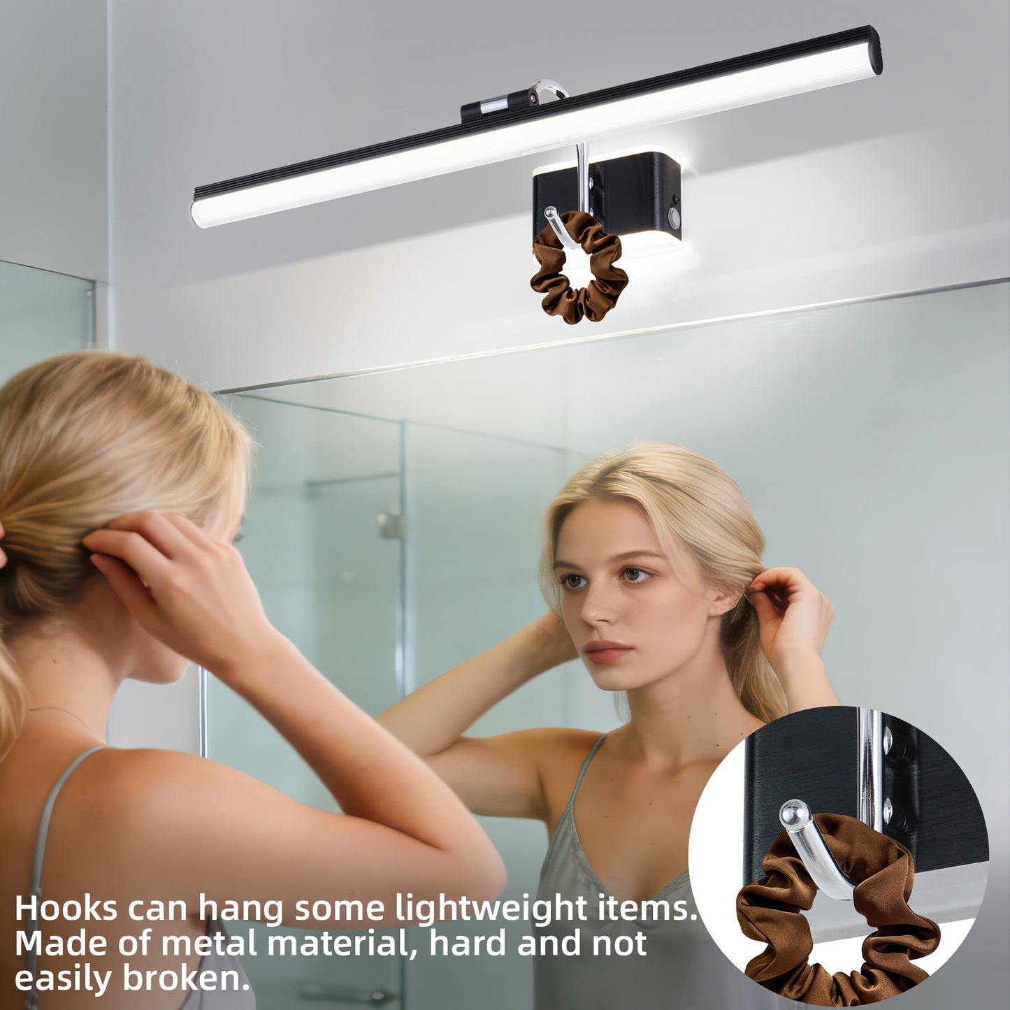 Modern Bathroom Light Fixtures 23 inch Led Vanity Lights,11W,Rotatable,Dimmable,Black BAR Bathroom Lighting fixtures Over Mirror,4000K Natural White Wall Light Fixtures for Bedroom