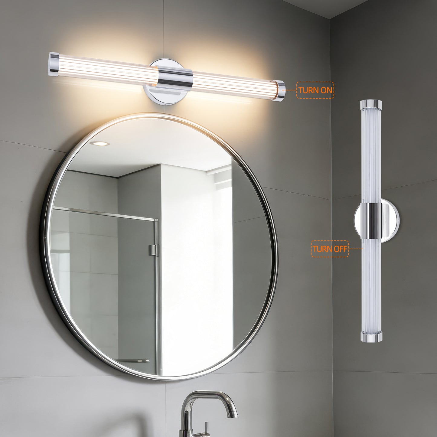 MantoLite LED Mirror Light Bathroom Mirror Lamp - 60.5CM Bathroom Light Wall IP44 Mirror Lamp 360°Modern Indoor Wall Light 12W 3CCT Adjustable 3000K 4000K 6000K Vanity Light Picture Light Chrome