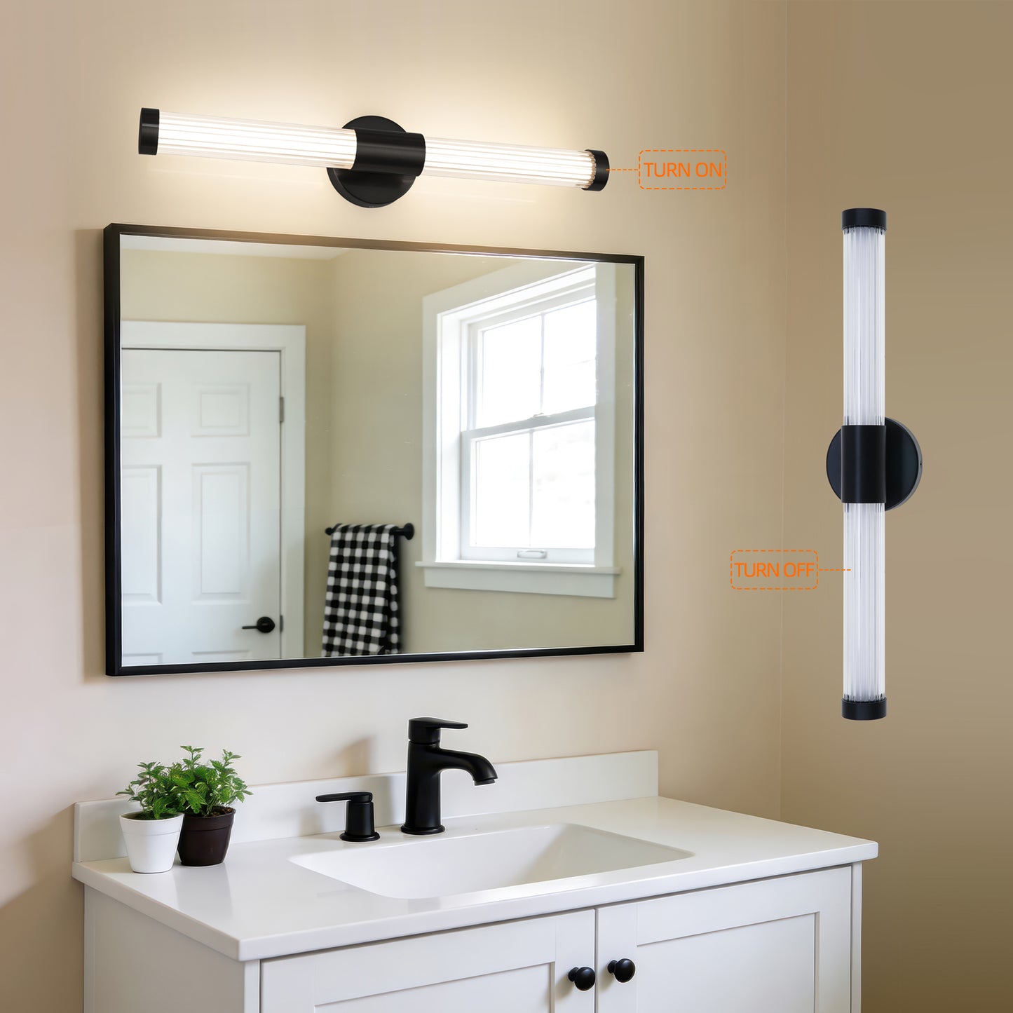 MantoLite LED Mirror Light Bathroom Vanity Light - 60.5CM Wall Mount IP44 Mirror Light 360°Modern Indoor Wall Lamp 12W 3CCT Adjustable 3000K 4000K 6000K Vanity Light Picture Light Matte Black