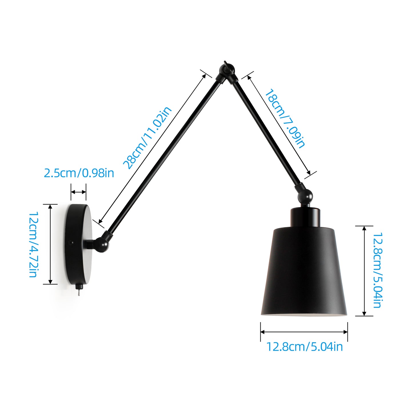 60 cm Bedside Lamp with Cone Lampshade