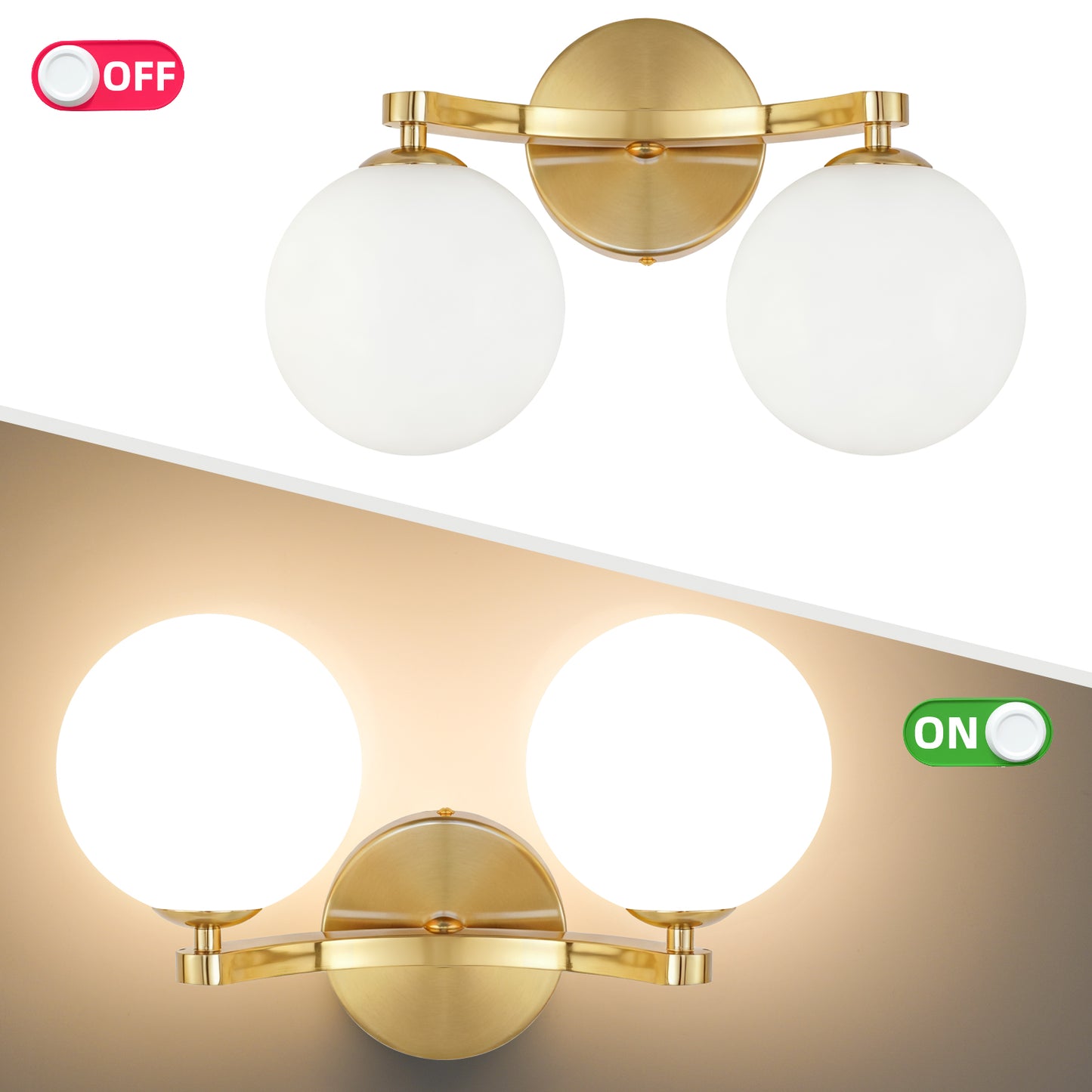 MantoLite Wall Light Interior, Modern LED Wall Light with Globe Shade for Bathroom, Bedroom, Hallway, Living Room