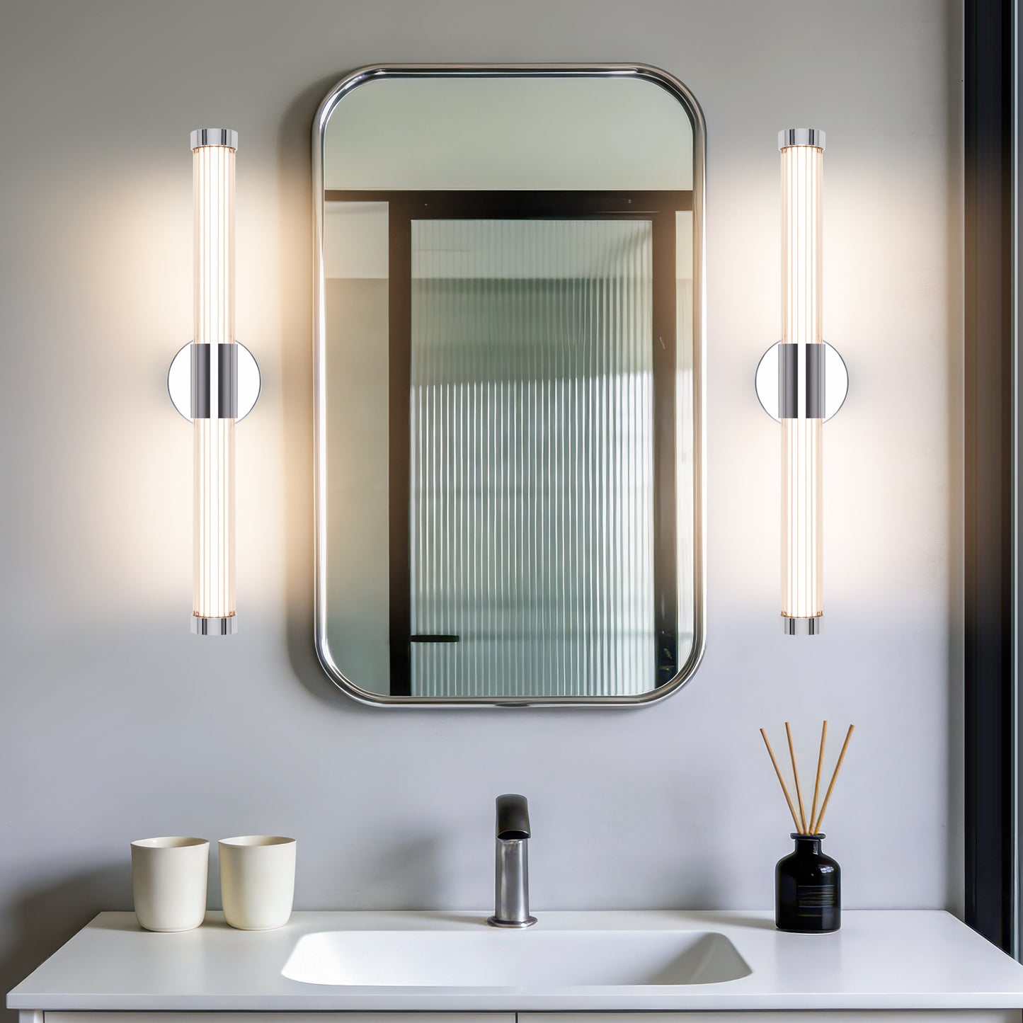MantoLite LED Mirror Light Bathroom Mirror Lamp - 60.5CM Bathroom Light Wall IP44 Mirror Lamp 360°Modern Indoor Wall Light 12W 3CCT Adjustable 3000K 4000K 6000K Vanity Light Picture Light Chrome