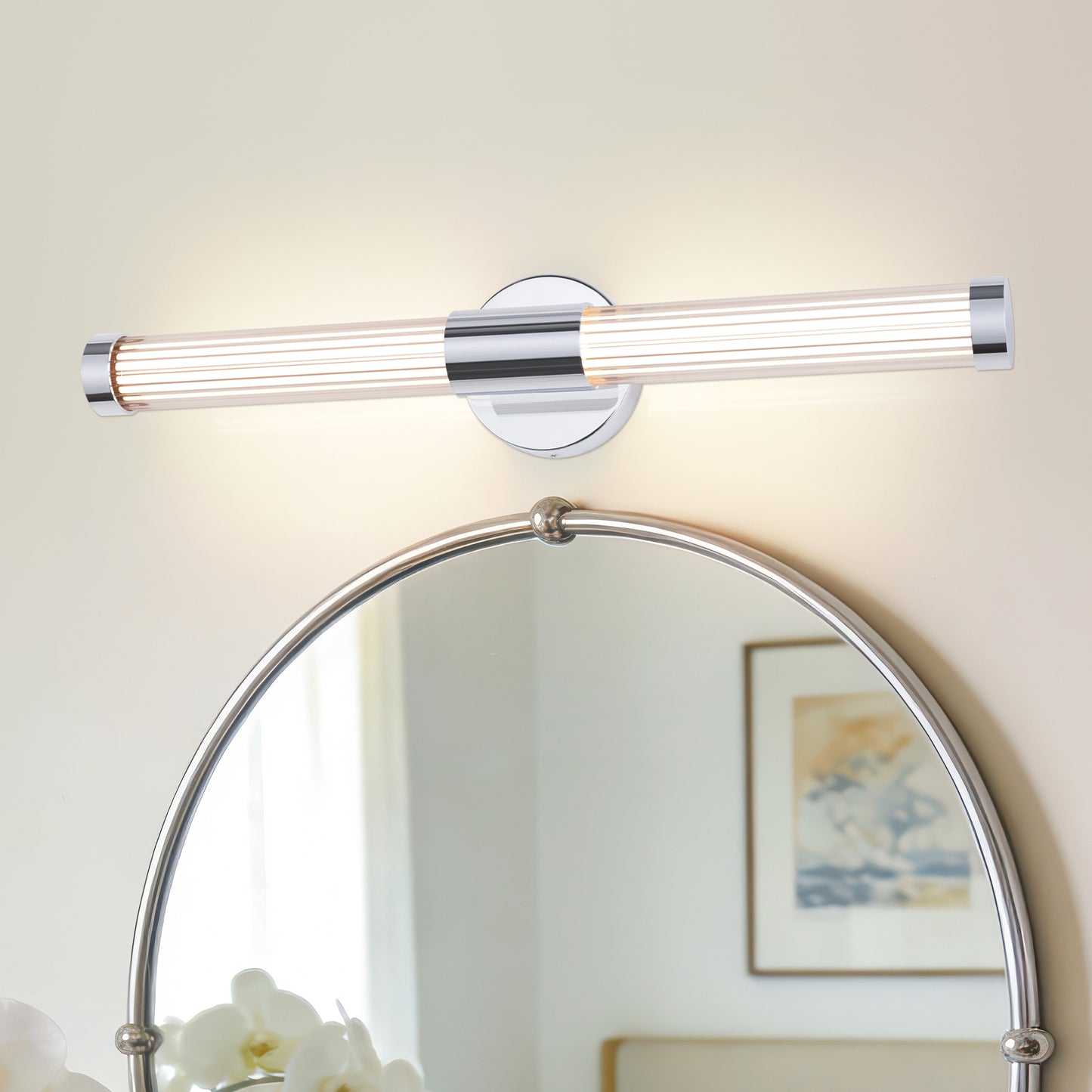 MantoLite LED Mirror Light Bathroom Mirror Lamp - 60.5CM Bathroom Light Wall IP44 Mirror Lamp 360°Modern Indoor Wall Light 12W 3CCT Adjustable 3000K 4000K 6000K Vanity Light Picture Light Chrome