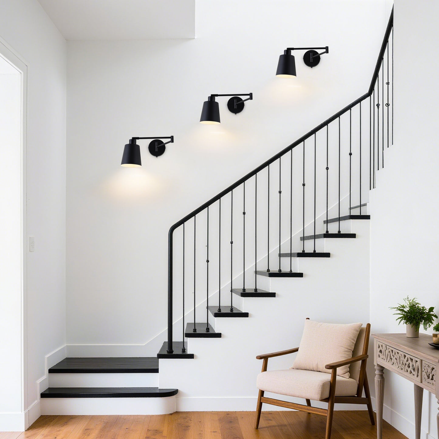 MantoLite Swivel Arm Wall Lamp with Switch Bedroom 4W Wall Light Black E27 Industrial Wall Lamp for Living Room Bedroom Hallway