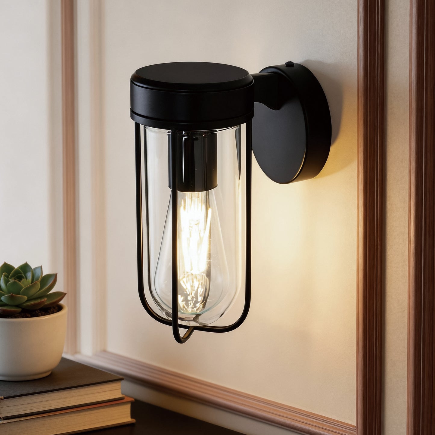 Vintage Wall Lamp Glass Wall Light Oval Glass Lampshade Hallway Wall Lamp  (4500K) IP44, Nightstand Lamp, For Living Room, Bedroom