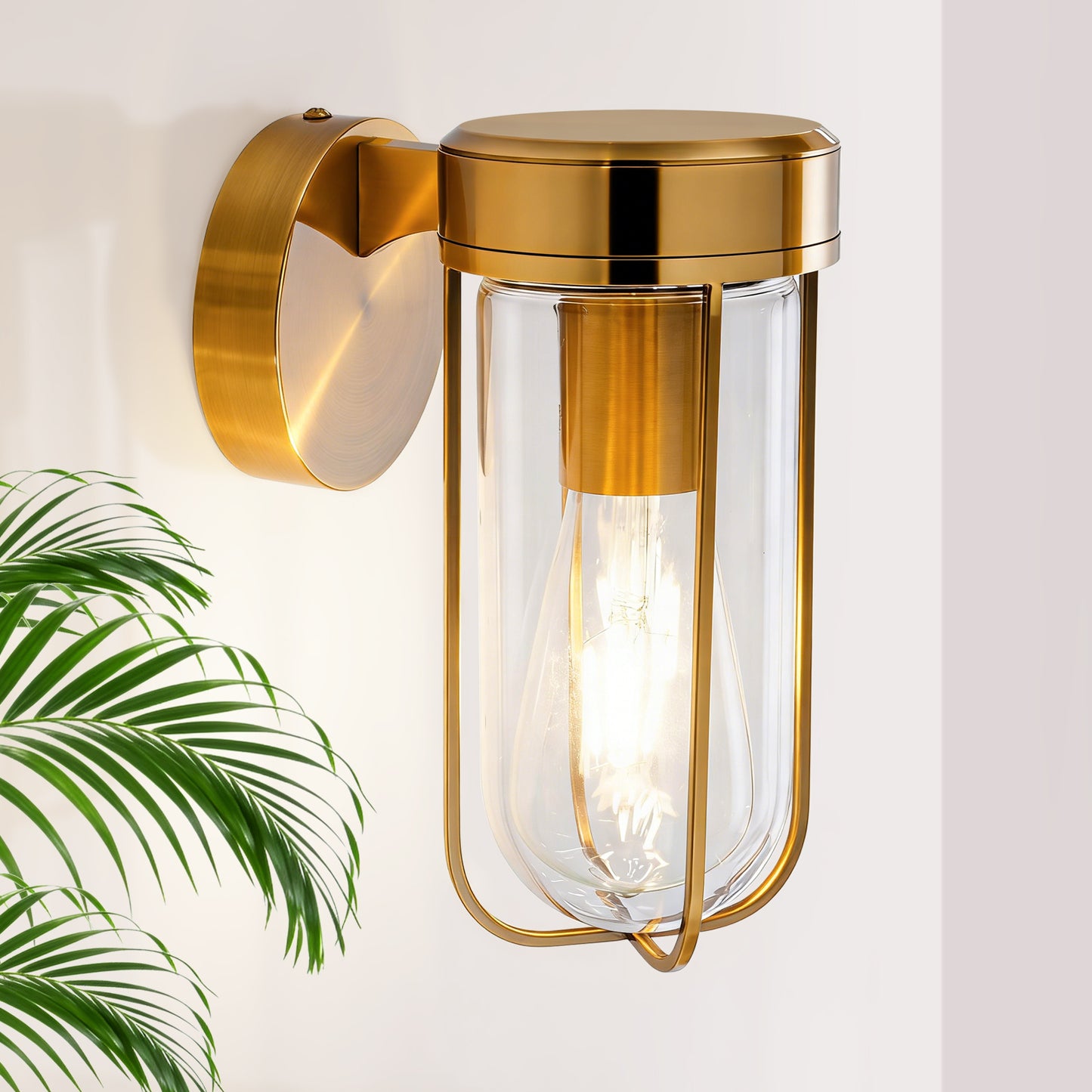 MantoLite Vintage Indoor Wall Light Brass Bath Vanity Light (Simple with Glass Shade) Industrial-Style Wall Light Suitable for Living Room, Bedroom and Hallway