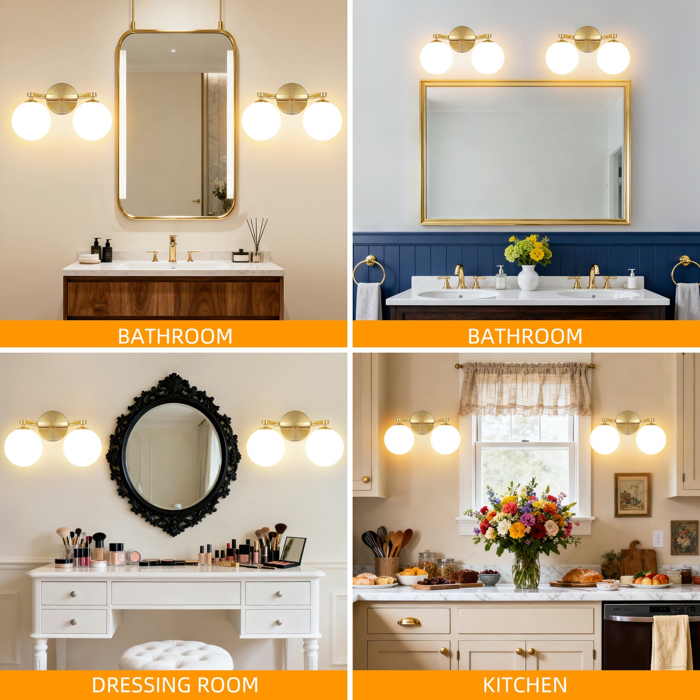 MantoLite Indoor Wall Light, Modern LED Wall Light with Spherical Lampshade for Bathroom, Bedroom, Hallway, Living Room