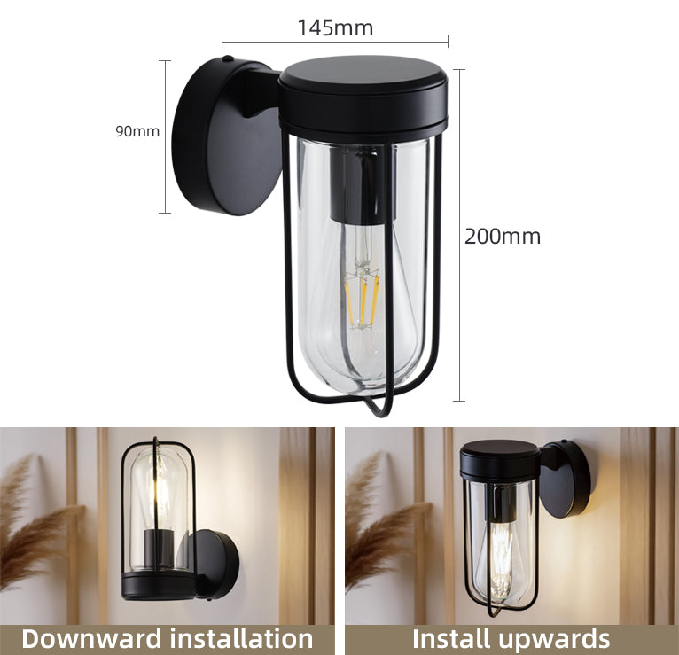 Vintage Wall Lamp Glass Wall Light Oval Glass Lampshade Hallway Wall Lamp  (4500K) IP44, Nightstand Lamp, For Living Room, Bedroom