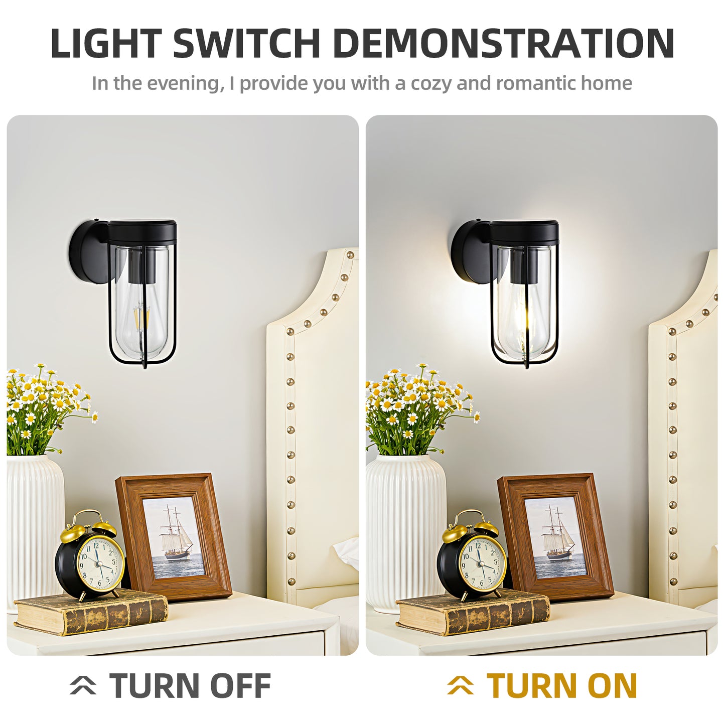Vintage Wall Lamp Glass Wall Light Oval Glass Lampshade Hallway Wall Lamp  (4500K) IP44, Nightstand Lamp, For Living Room, Bedroom