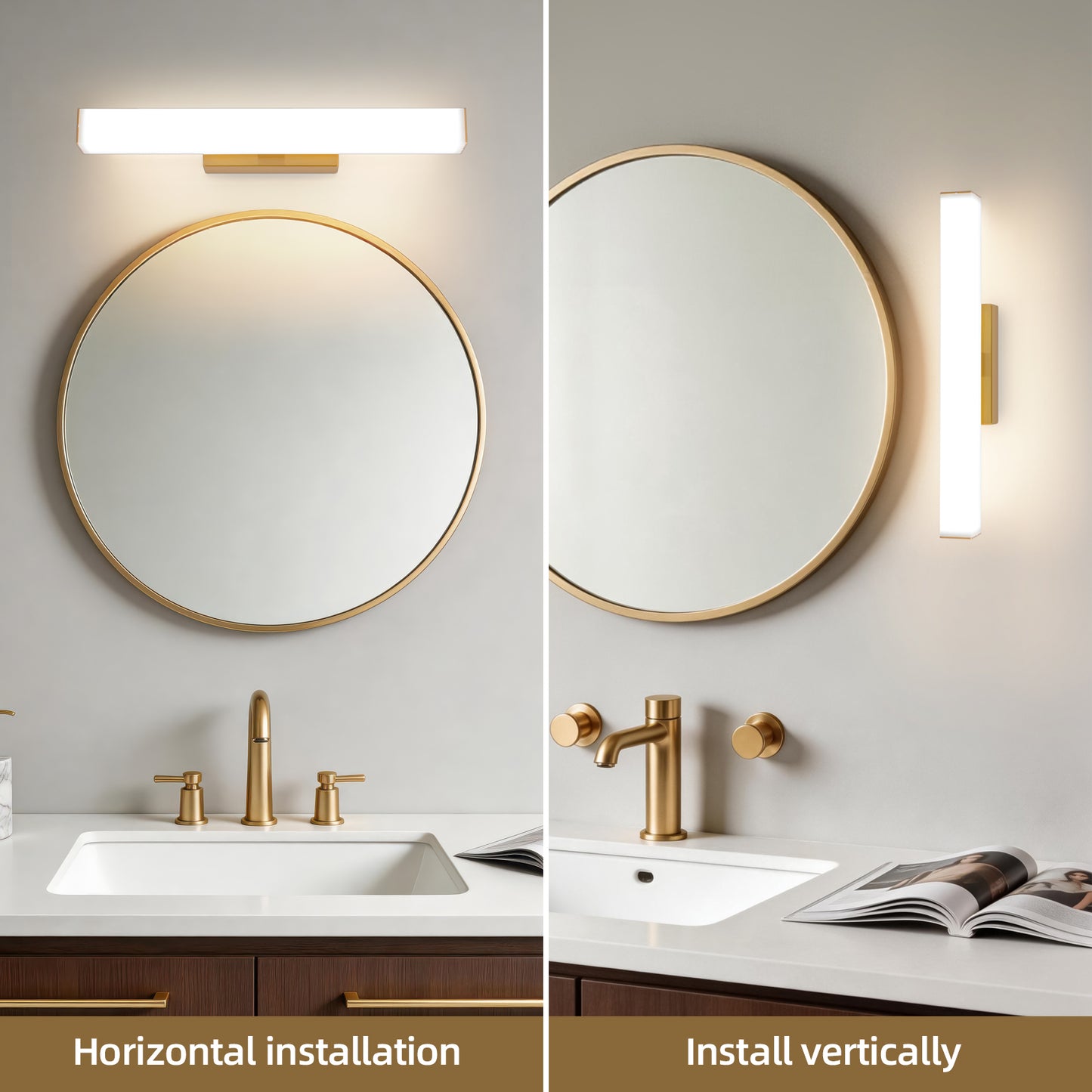 MantoLite Wall Lamp 8W 40CM LED Matte Brass Picture Light LED Bathroom Mirror Lamp, 3000K+6000K Reading Lamp Light For Bed Living Room Picture Light Bedroom Lighting