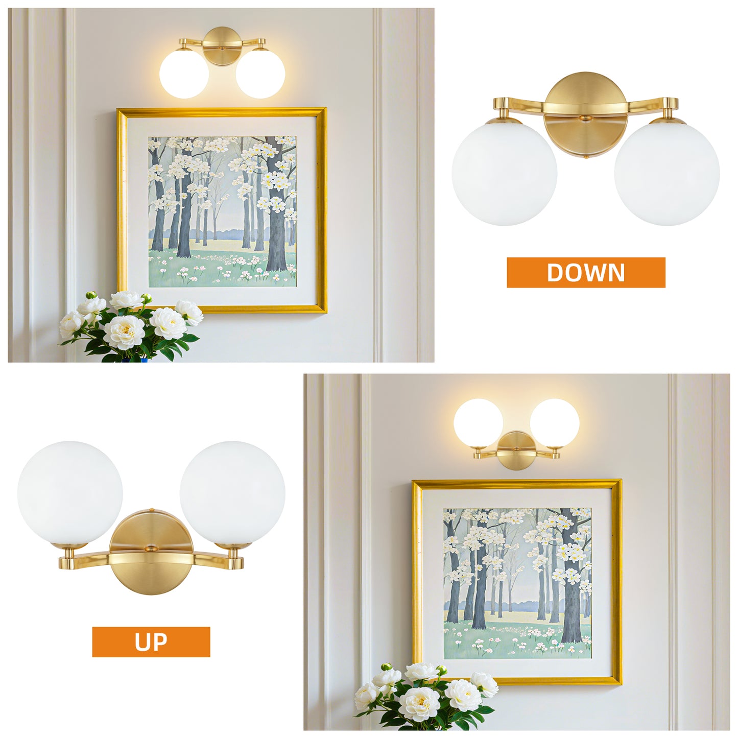 MantoLite Indoor Wall Light, Modern LED Wall Light with Spherical Lampshade for Bathroom, Bedroom, Hallway, Living Room