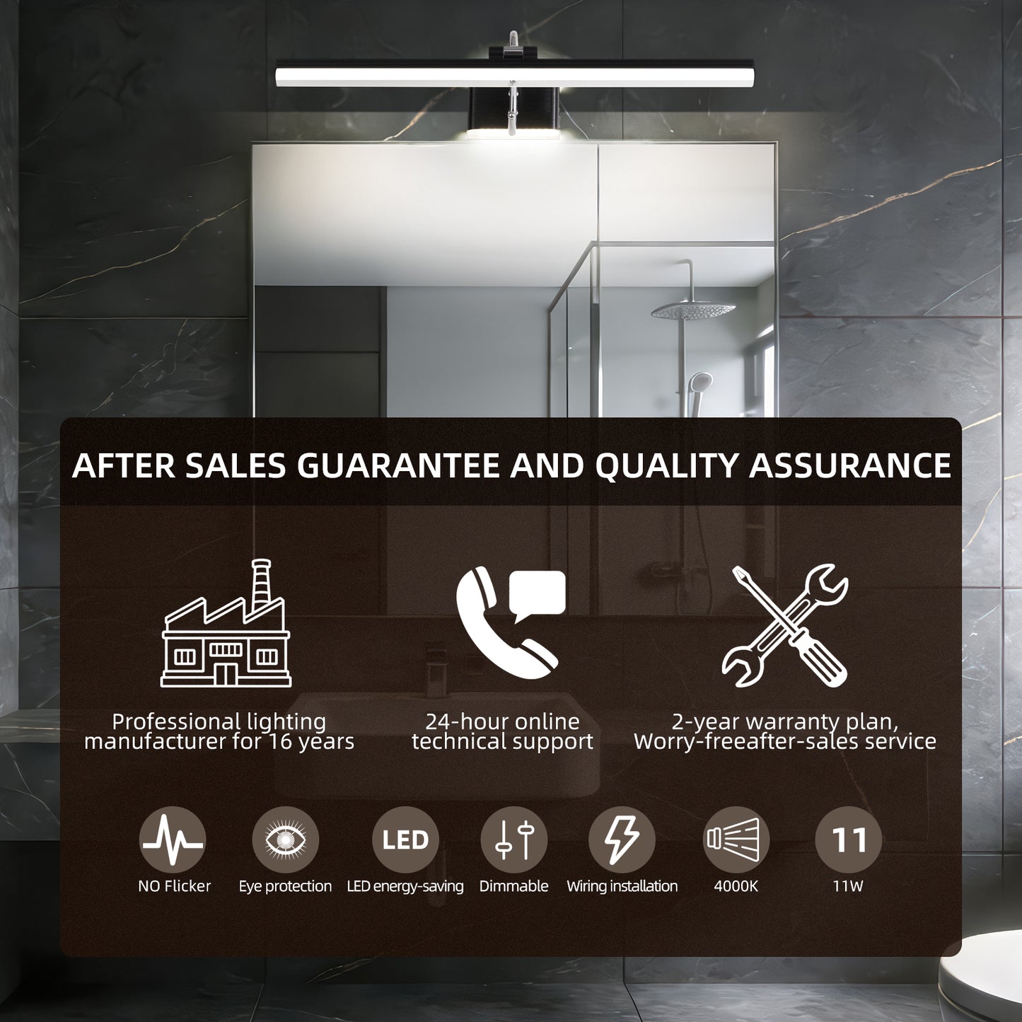 Modern Bathroom Light Fixtures 23 inch Led Vanity Lights,11W,Rotatable,Dimmable,Black BAR Bathroom Lighting fixtures Over Mirror,4000K Natural White Wall Light Fixtures for Bedroom