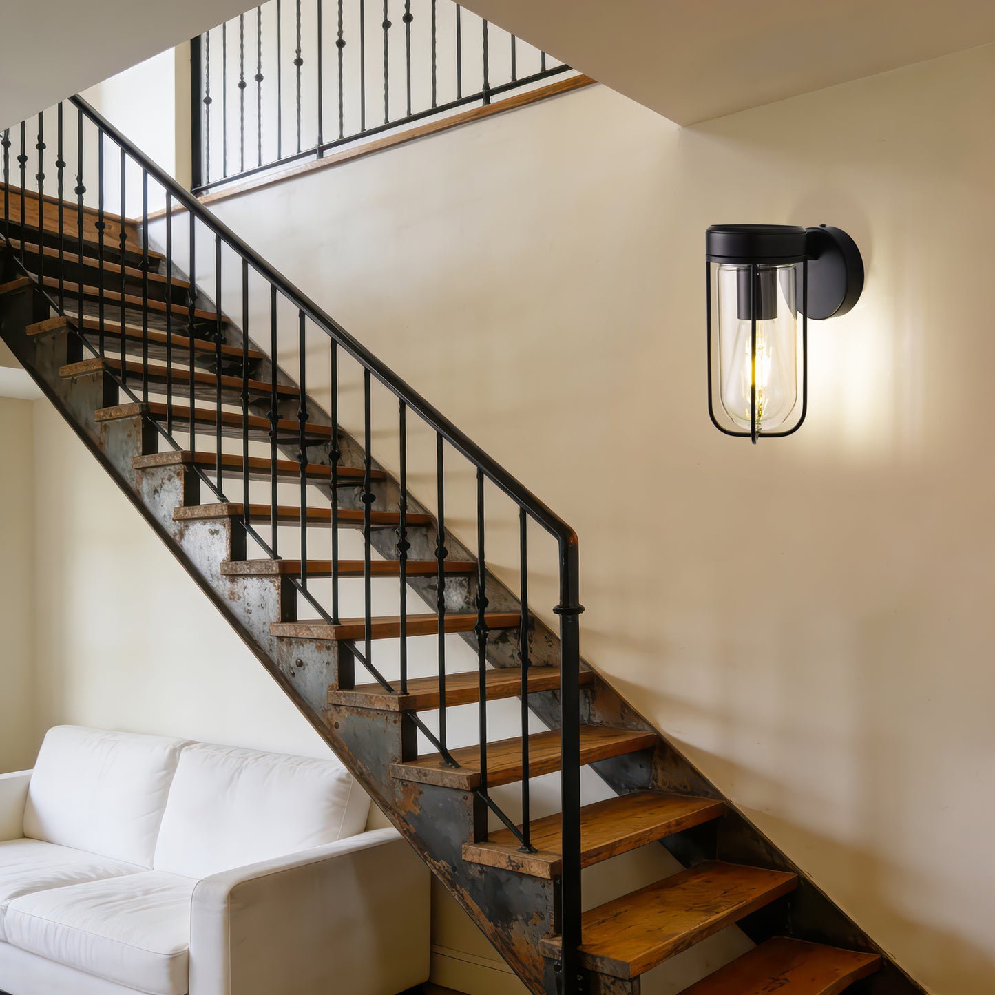 Vintage Wall Lamp Glass Wall Light Oval Glass Lampshade Hallway Wall Lamp  (4500K) IP44, Nightstand Lamp, For Living Room, Bedroom