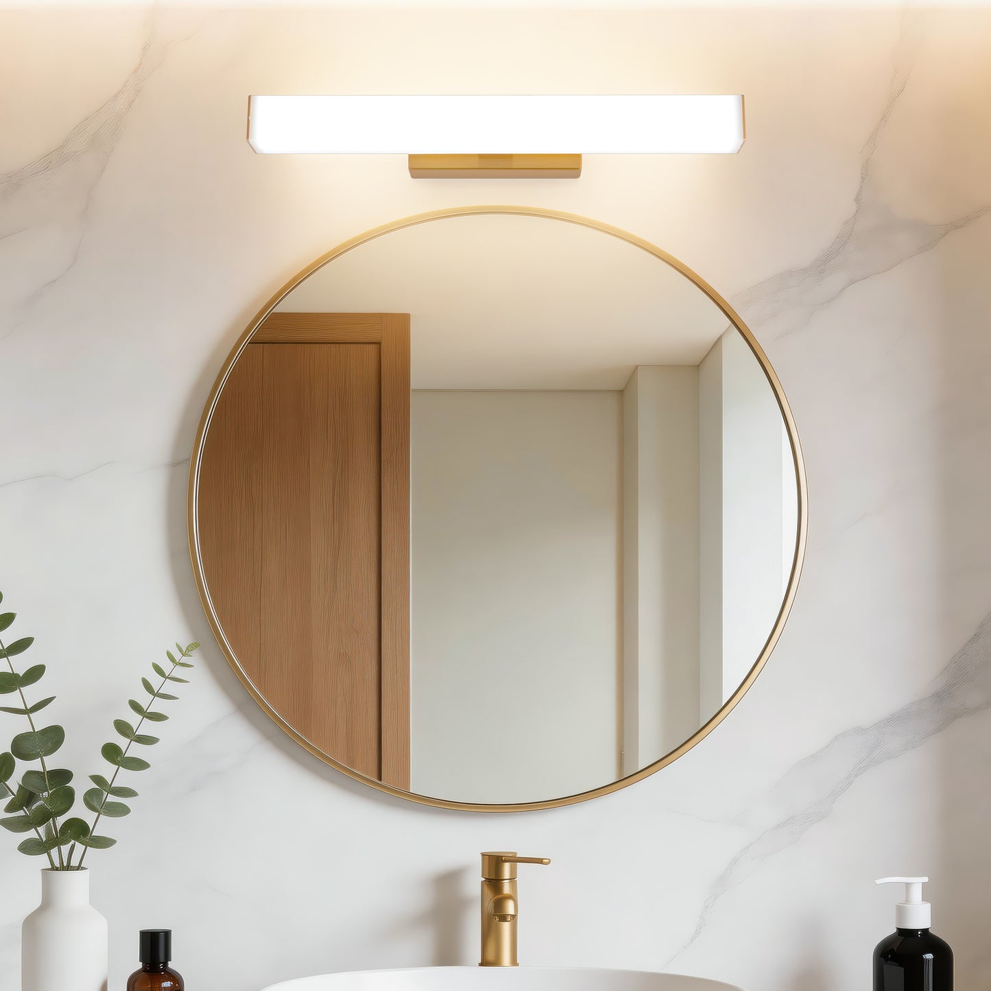 MantoLite Wall Lamp 8W 40CM LED Matte Brass Picture Light LED Bathroom Mirror Lamp, 3000K+6000K Reading Lamp Light For Bed Living Room Picture Light Bedroom Lighting