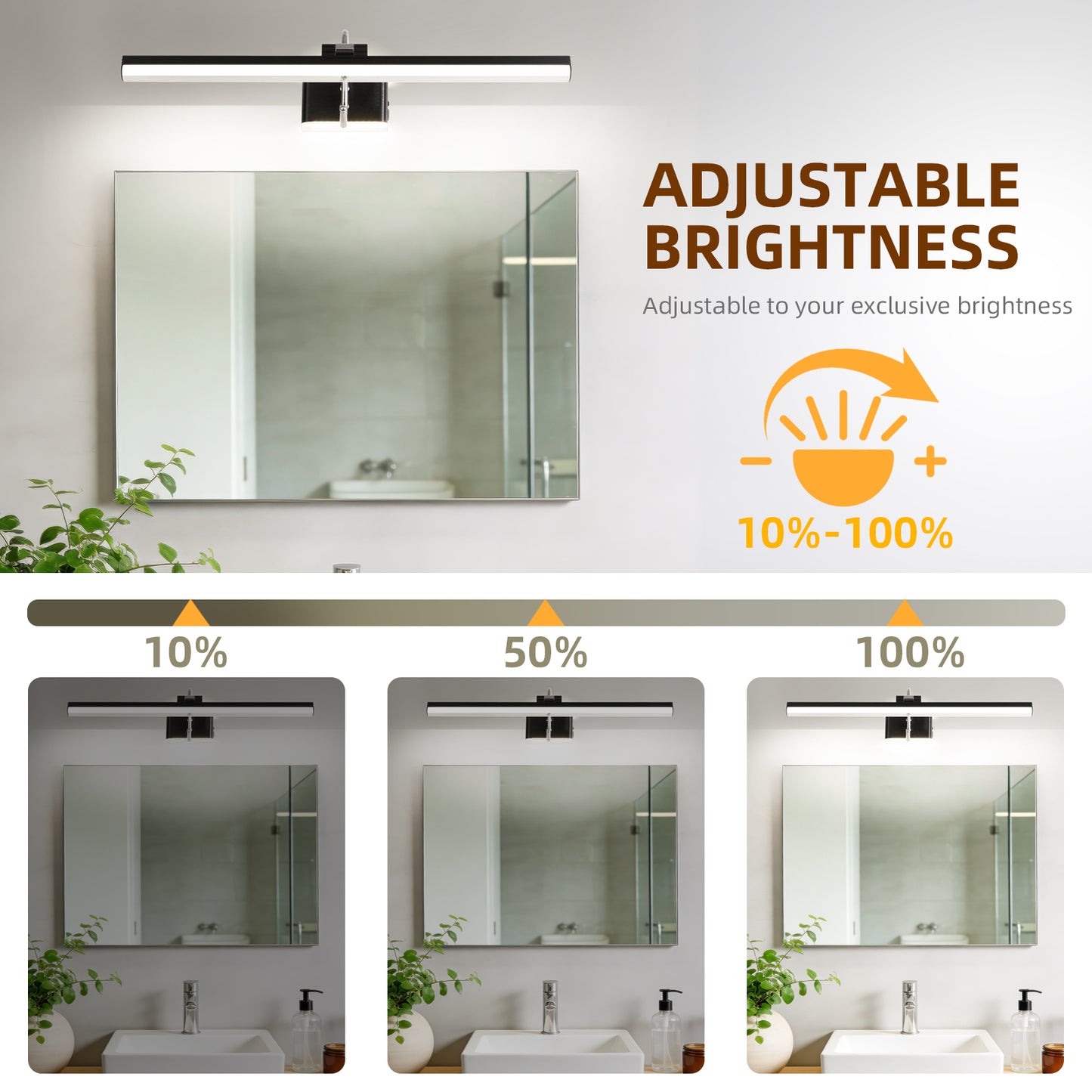 Modern Bathroom Light Fixtures 23 inch Led Vanity Lights,11W,Rotatable,Dimmable,Black BAR Bathroom Lighting fixtures Over Mirror,4000K Natural White Wall Light Fixtures for Bedroom