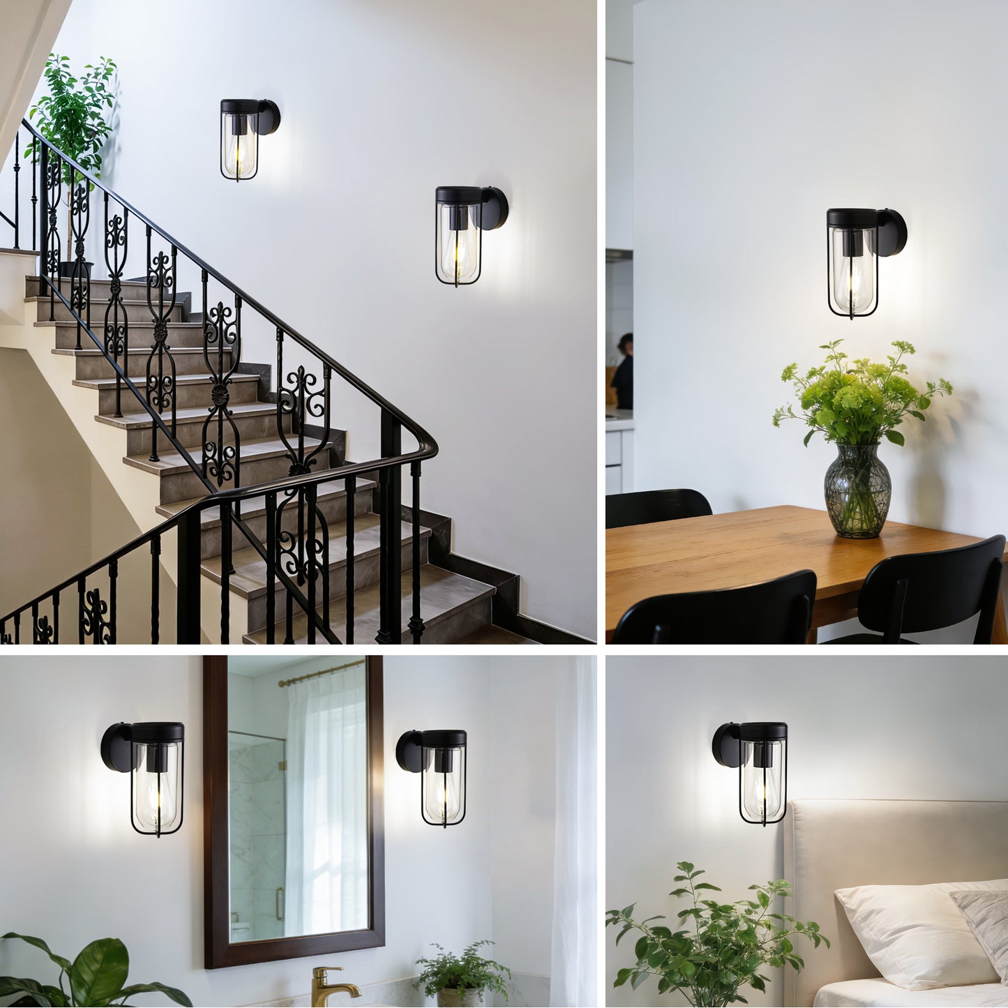 Vintage Wall Lamp Glass Wall Light Oval Glass Lampshade Hallway Wall Lamp  (4500K) IP44, Nightstand Lamp, For Living Room, Bedroom