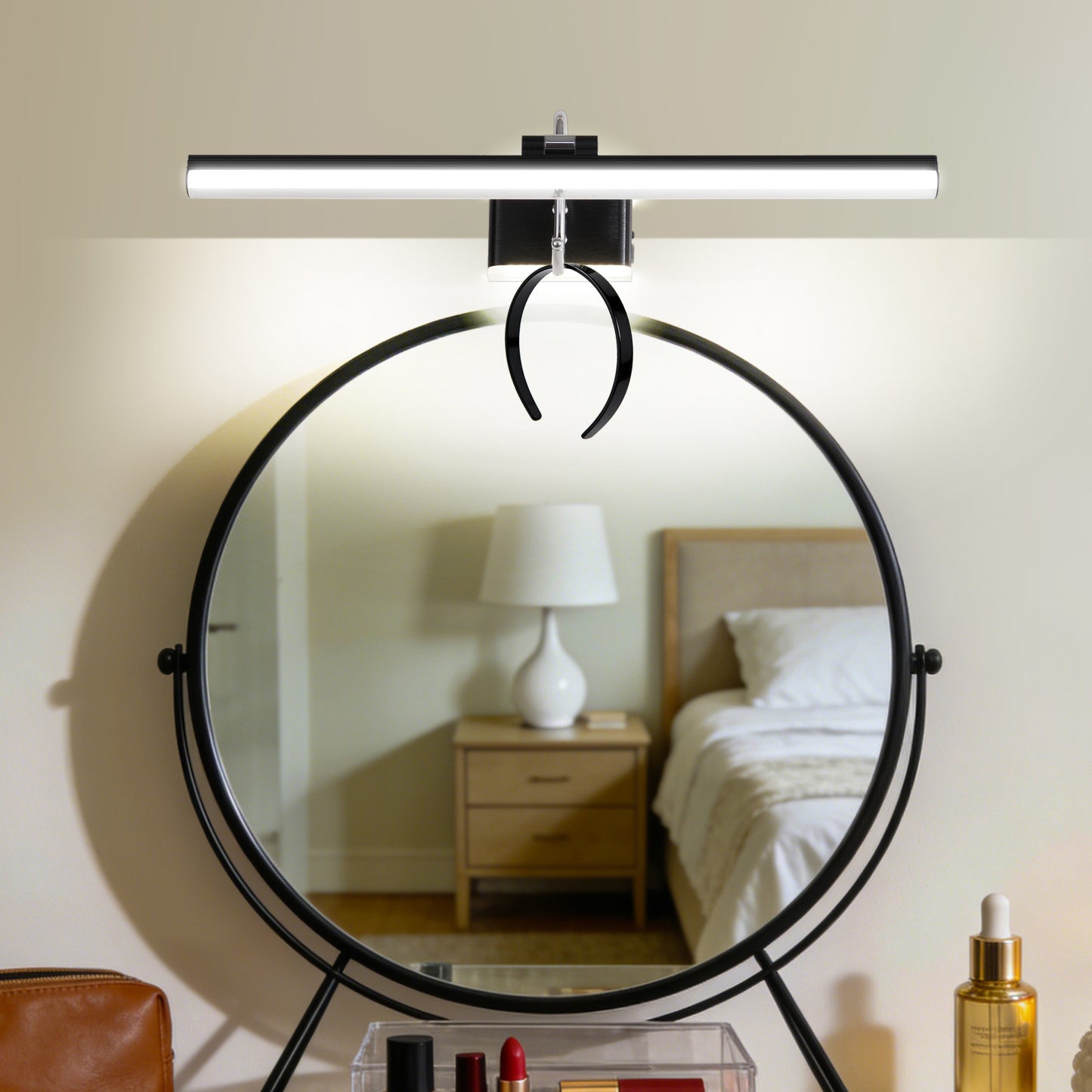 Modern Bathroom Light Fixtures 23 inch Led Vanity Lights,11W,Rotatable,Dimmable,Black BAR Bathroom Lighting fixtures Over Mirror,4000K Natural White Wall Light Fixtures for Bedroom