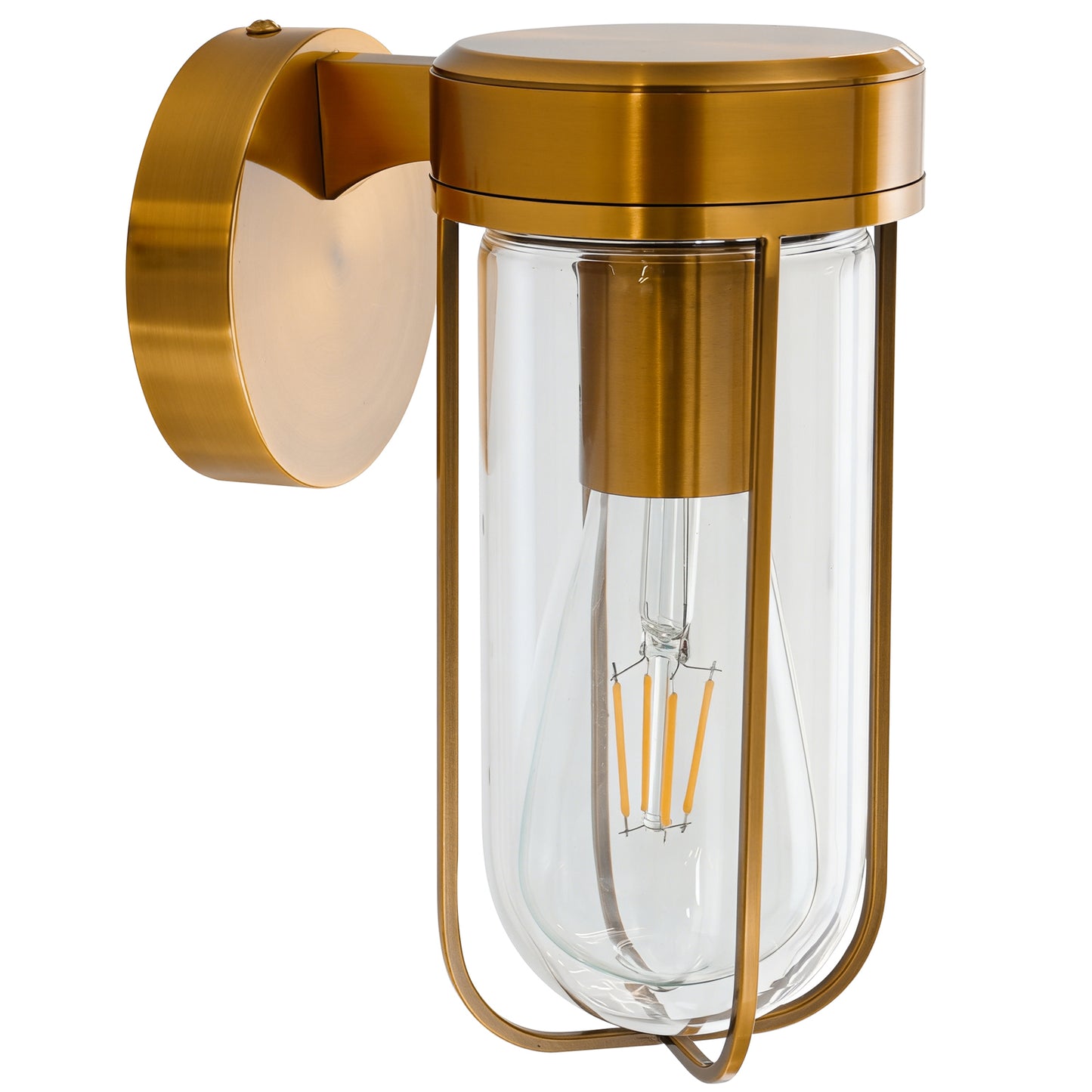 MantoLite Vintage Indoor Wall Light Brass Bath Vanity Light (Simple with Glass Shade) Industrial-Style Wall Light Suitable for Living Room, Bedroom and Hallway