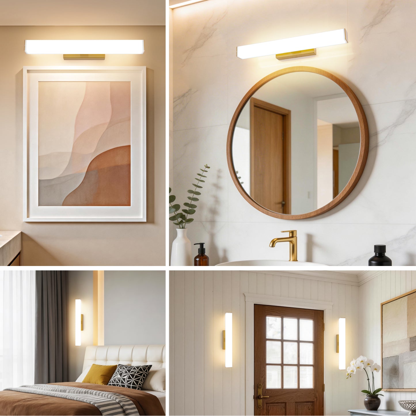 MantoLite Wall Lamp 8W 40CM LED Matte Brass Picture Light LED Bathroom Mirror Lamp, 3000K+6000K Reading Lamp Light For Bed Living Room Picture Light Bedroom Lighting