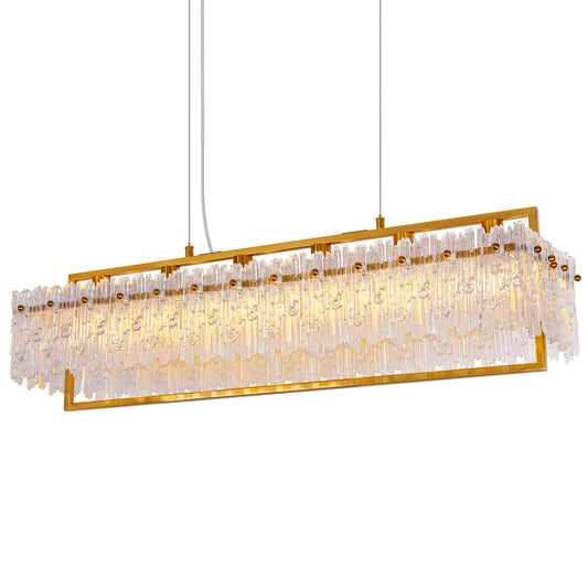 Dining Room Light Fixture 32'' Modern 6-Light black Chandelier for Dining Room with E12 Base Compatible with 3000K~6000K (No Bulbs) Linear Farmhouse Lighting for Kitchen Island and Living Room