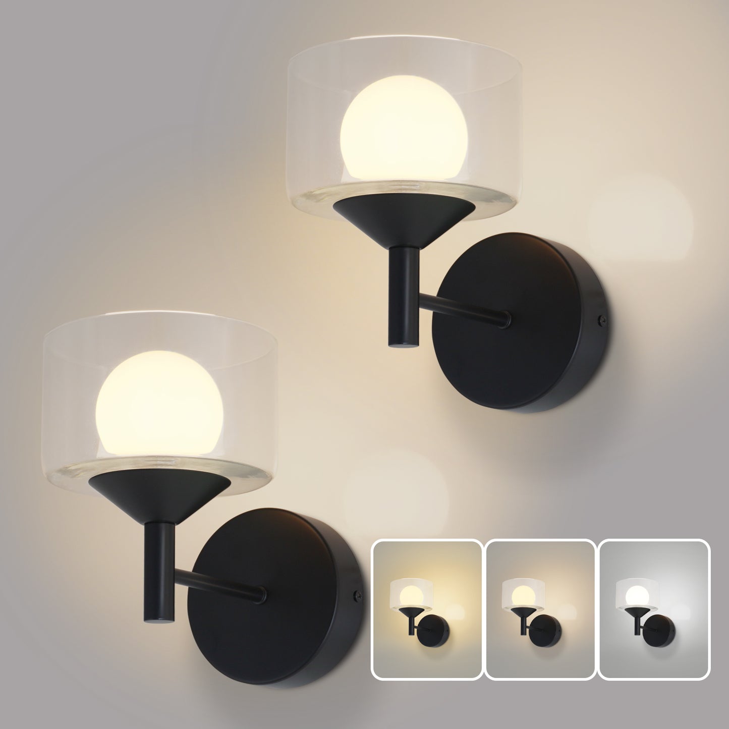 Vintage Wall Lamp Glass Wall Light Oval Glass Lampshade Hallway Wall Lamp  (4500K) IP44, Nightstand Lamp, For Living Room, Bedroom
