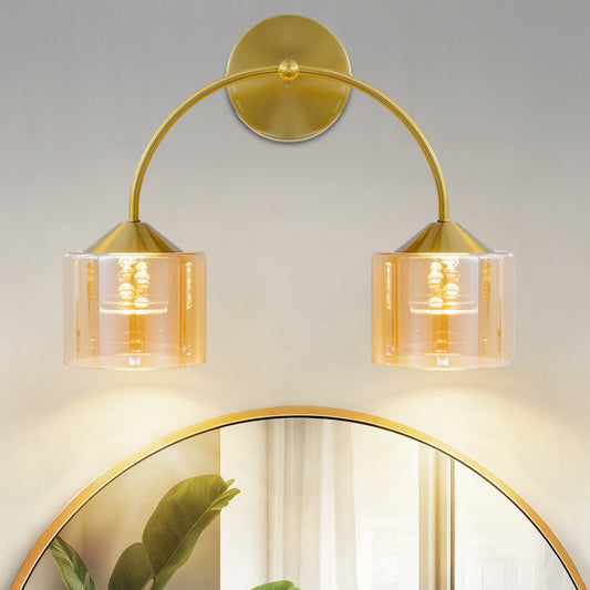 MantoLite Modern Mode Wall Light, Indoor LED 2-Lamp Wall Light, 3 Color Temperature Adjustable, Suitable for Bathroom, Bedroom, Living Room, Hallway, Kitchen (Copper, 40cm)