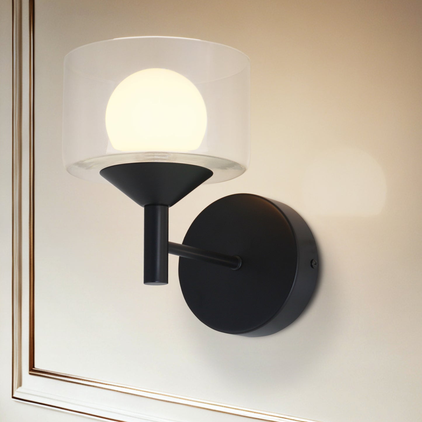 Vintage Wall Lamp Glass Wall Light Oval Glass Lampshade Hallway Wall Lamp  (4500K) IP44, Nightstand Lamp, For Living Room, Bedroom