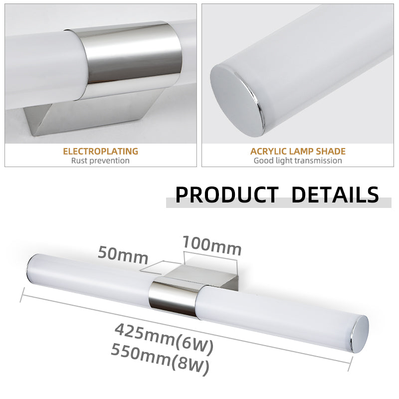 Modern Waterproof Aluminum LED Wall Lamp Black Dimmable 3500K Warm White Bathroom Wall-Mounted Linear Wall Lights