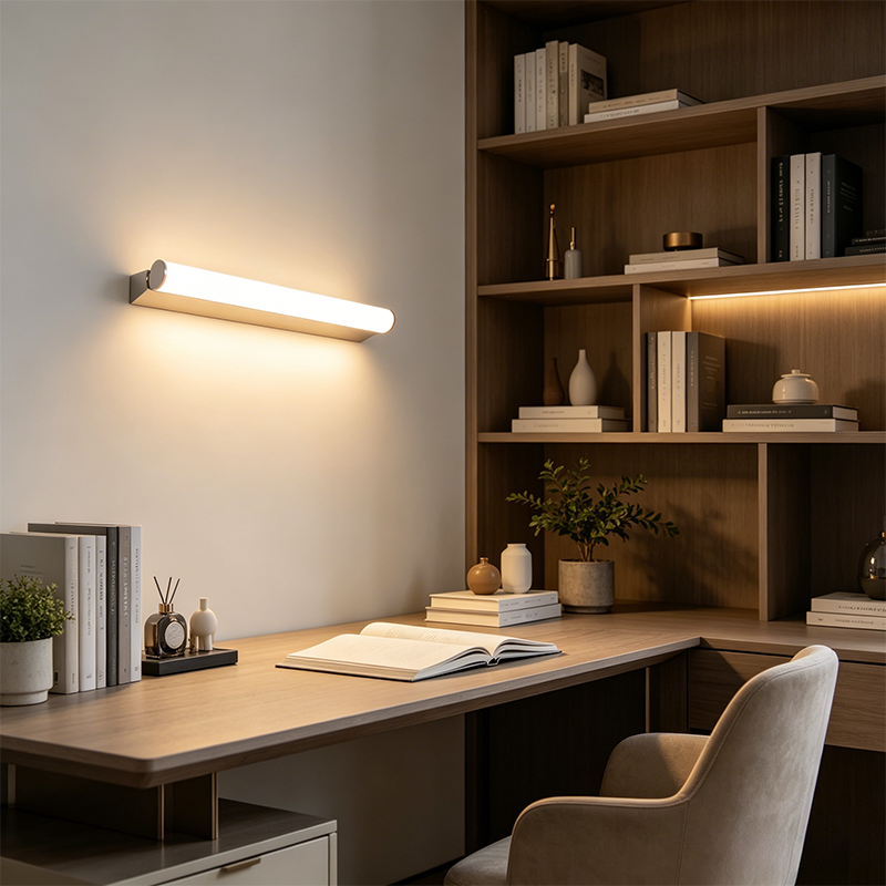 Crescentic Chrome Stainless Steel LED Bathroom Vanity Light Modern Half Moon Shape IP44 Waterproof 2700K Warm White Wall