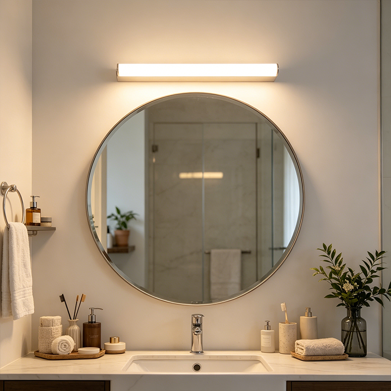 Crescentic Chrome Stainless Steel LED Bathroom Vanity Light Modern Half Moon Shape IP44 Waterproof 2700K Warm White Wall