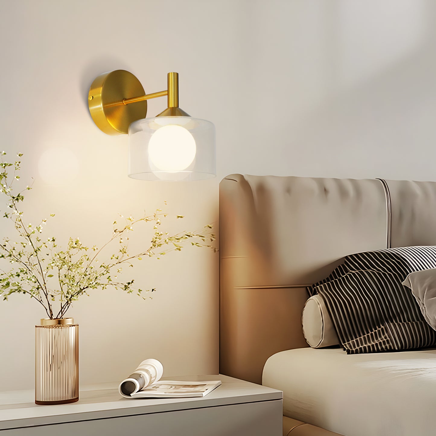 Vintage Wall Lamp Glass Wall Light Oval Glass Lampshade Hallway Wall Lamp &nbsp;(4500K) IP44, Nightstand Lamp, For Living Room, Bedroom
