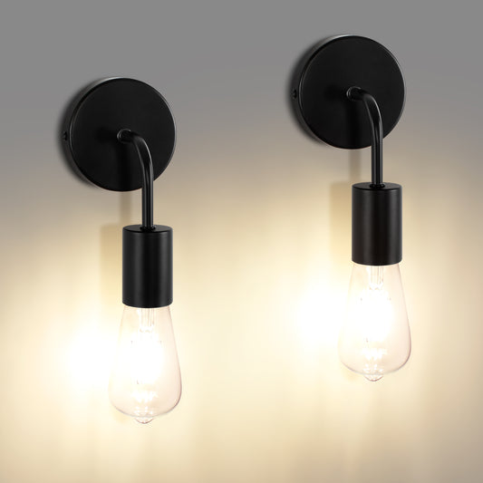 Black Simplicity 1 Light Clear Glass Wall Sconce Industrial Bathroom Vanity Lighting