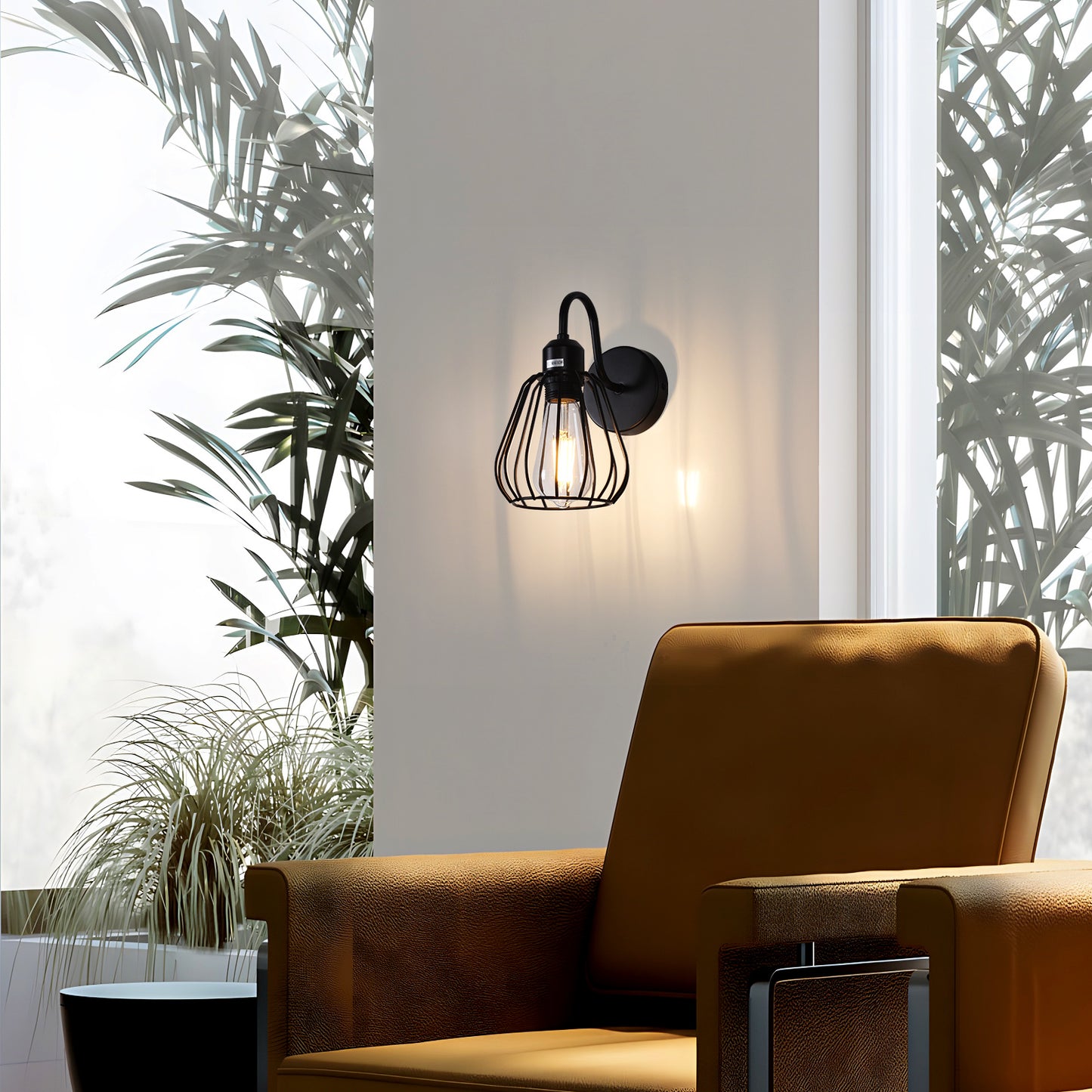 Edison Lamp Holder Black Cage Wall Lights  (Bulb Not Included)
