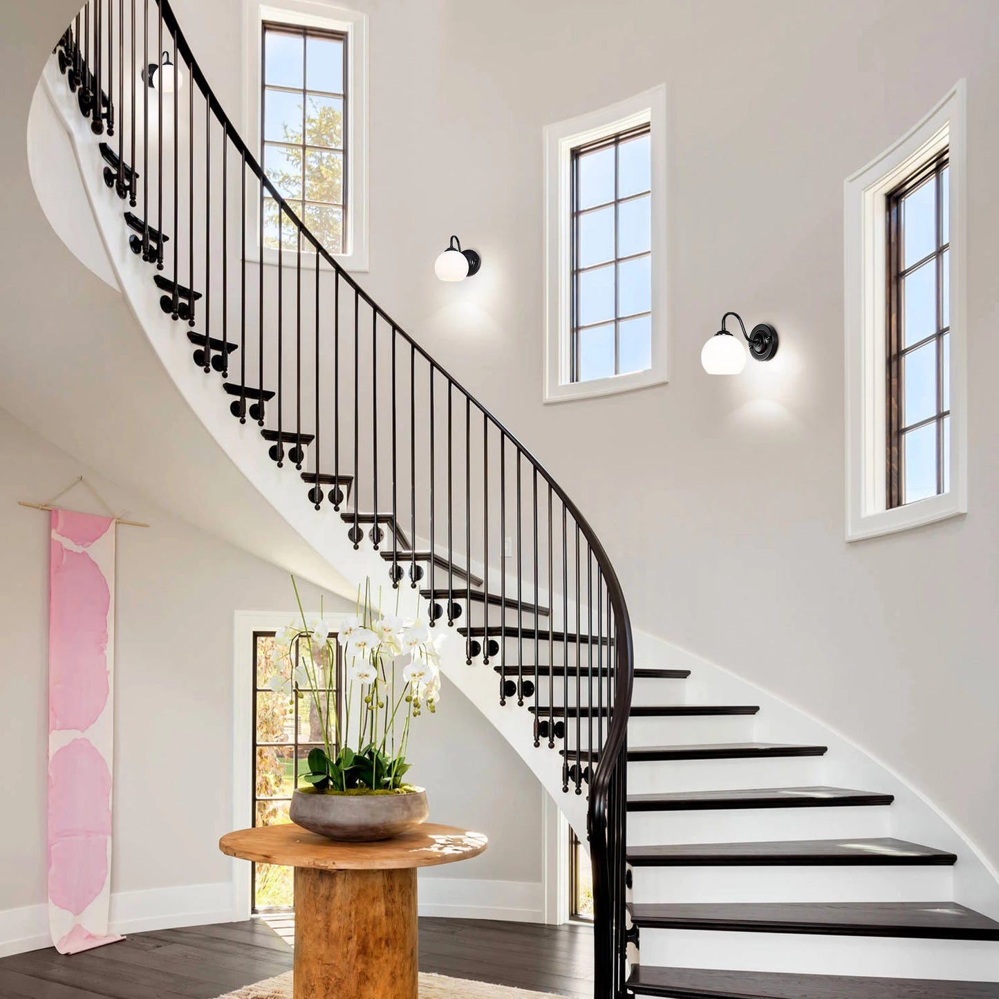 Round Black Glass Wall Light (Include Bulb)