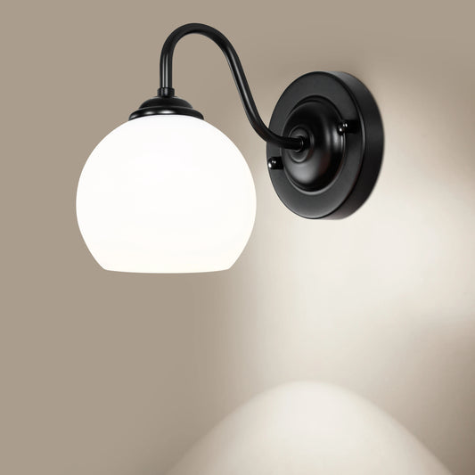 Round Black Glass Wall Light (Include Bulb)