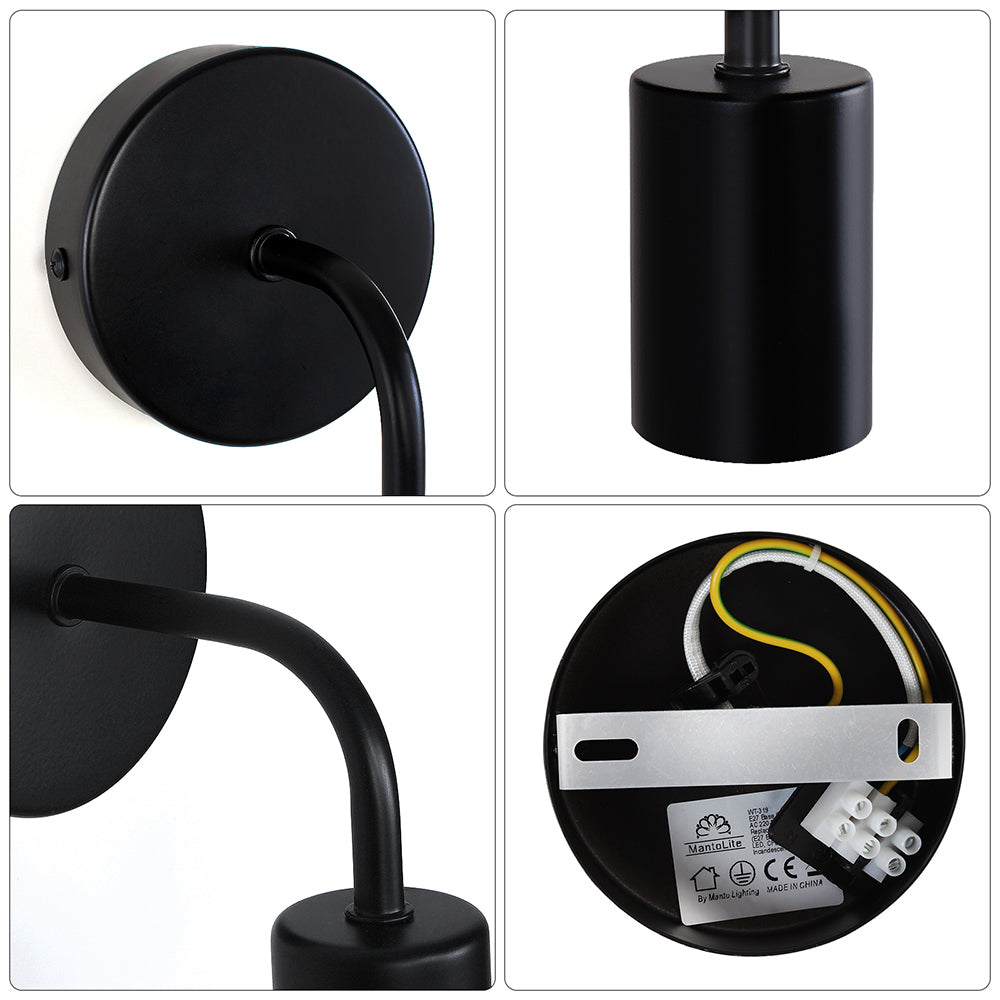 2 Pack  Black Vintage Wall Sconces E27