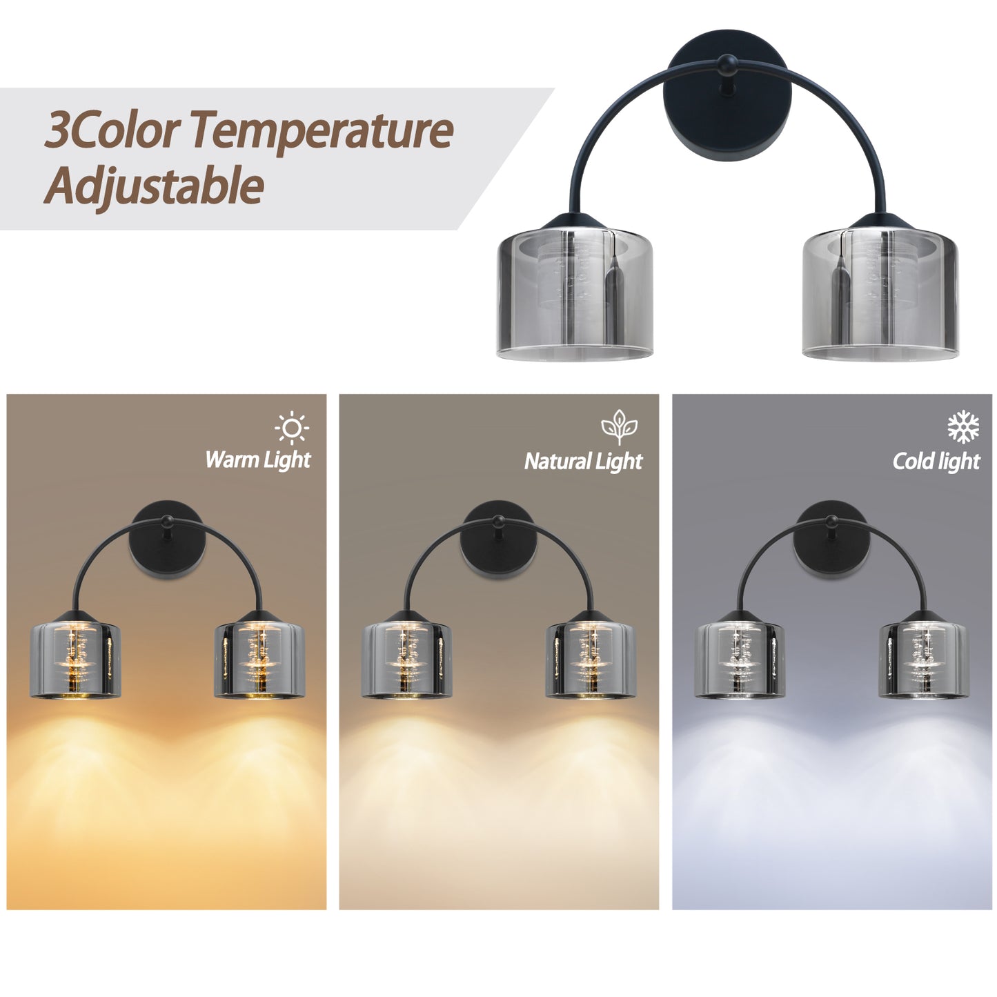 MantoLite Wall Lamp 8W 40CM LED Matte Black Picture Light LED Bathroom Mirror Lamp, 3000K+6000K Reading Lamp Light For Bed Living Room Picture Light Bedroom Lighting