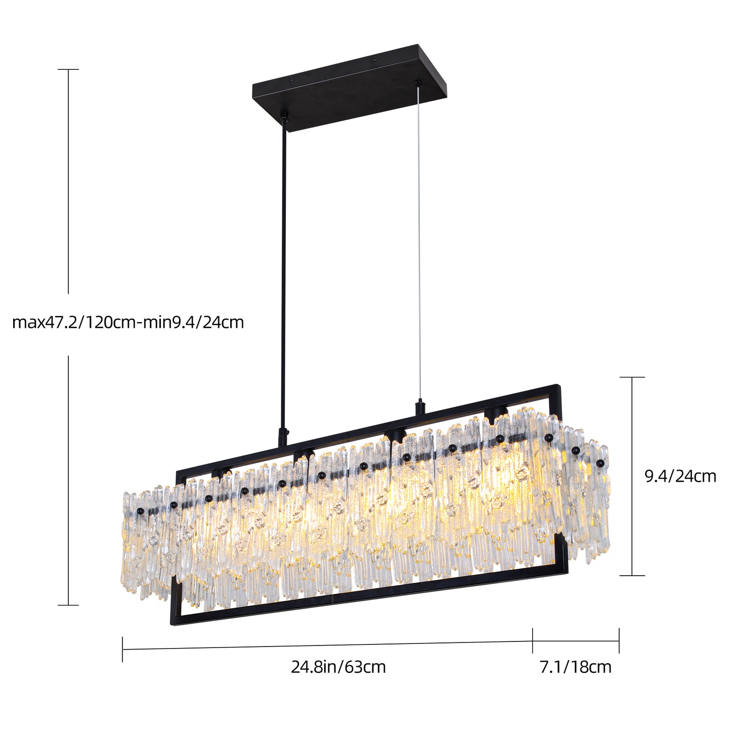 Dining Room Light Fixture&nbsp; Modern 4-Light black Chandelier for Dining Room with E12 Base Compatible with 3000K~6000K (No Bulbs) Linear Farmhouse Lighting for Kitchen Island and Living Room