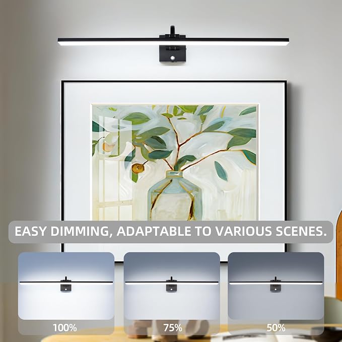 MantoLite 35'' Picture Lights for Wall,Vanity Lights for Bathroom,Plug-in or Hardwired, 6000K 16W LED Dimmable Modern Bathroom Lighting Fixtures Over Mirror and Wall Lights for Bedroom