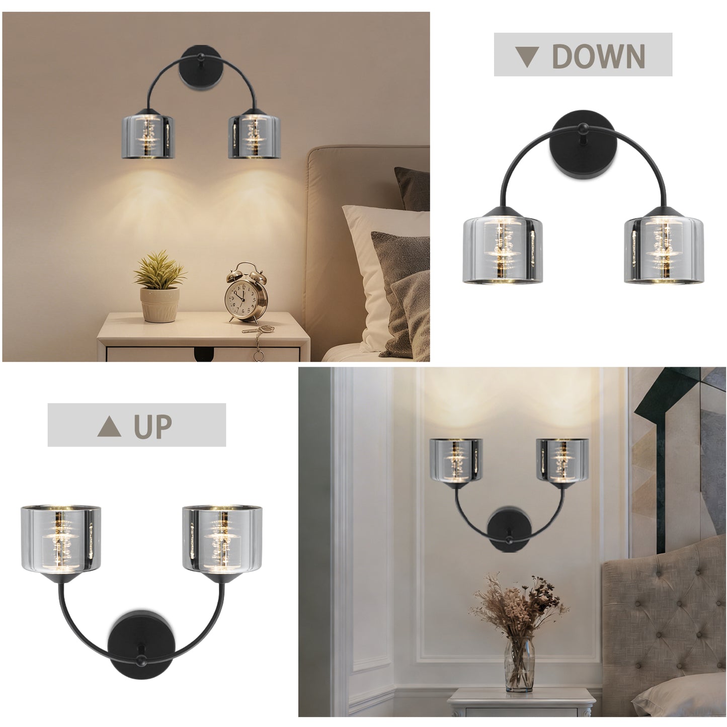 MantoLite Wall Lamp 8W 40CM LED Matte Black Picture Light LED Bathroom Mirror Lamp, 3000K+6000K Reading Lamp Light For Bed Living Room Picture Light Bedroom Lighting