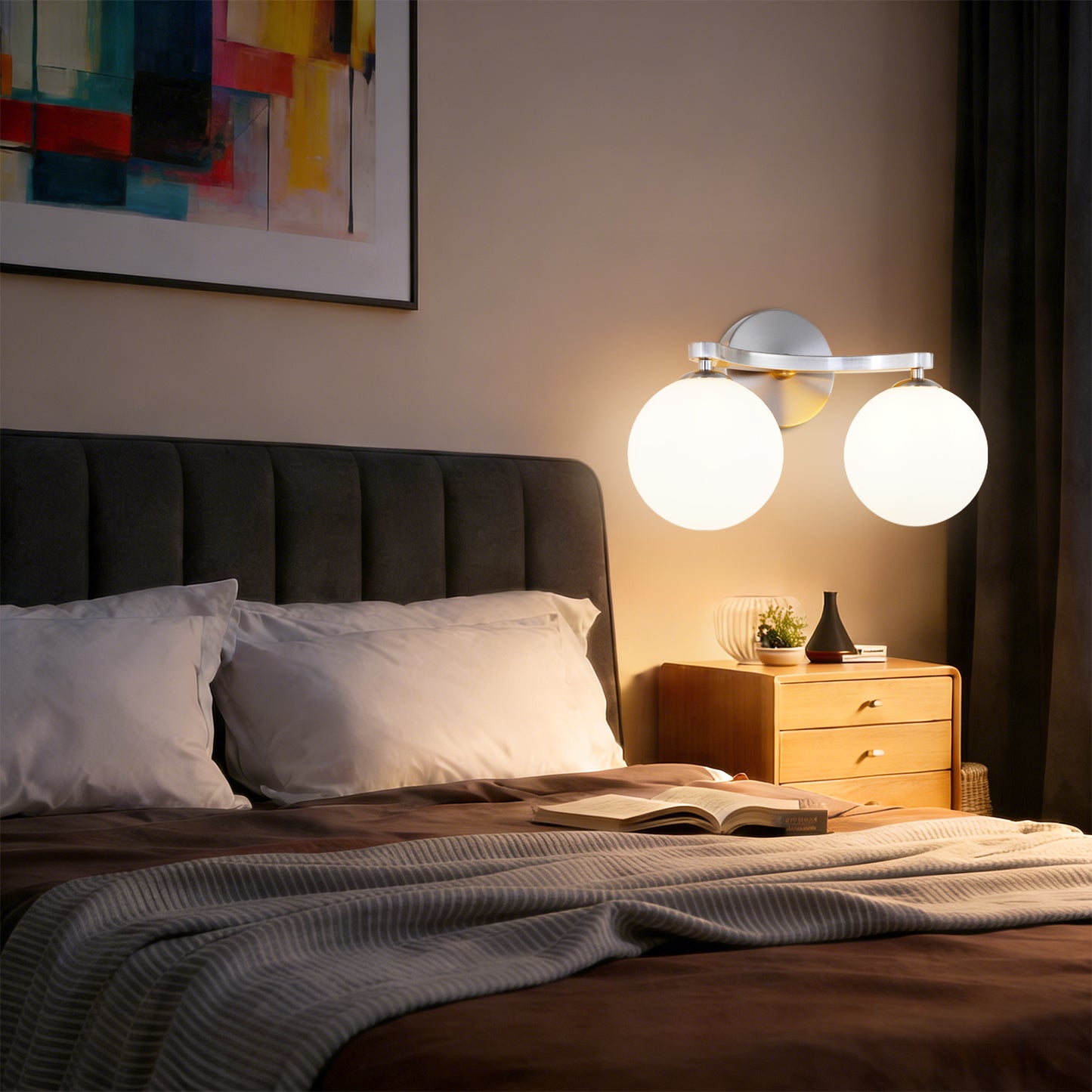 MantoLite Wandleuchte Innen,Moderne Wandleuchte LED mit Kugel Lampenschirm Für Badezimmer Schlafzimmer Flur Wohnzimmer