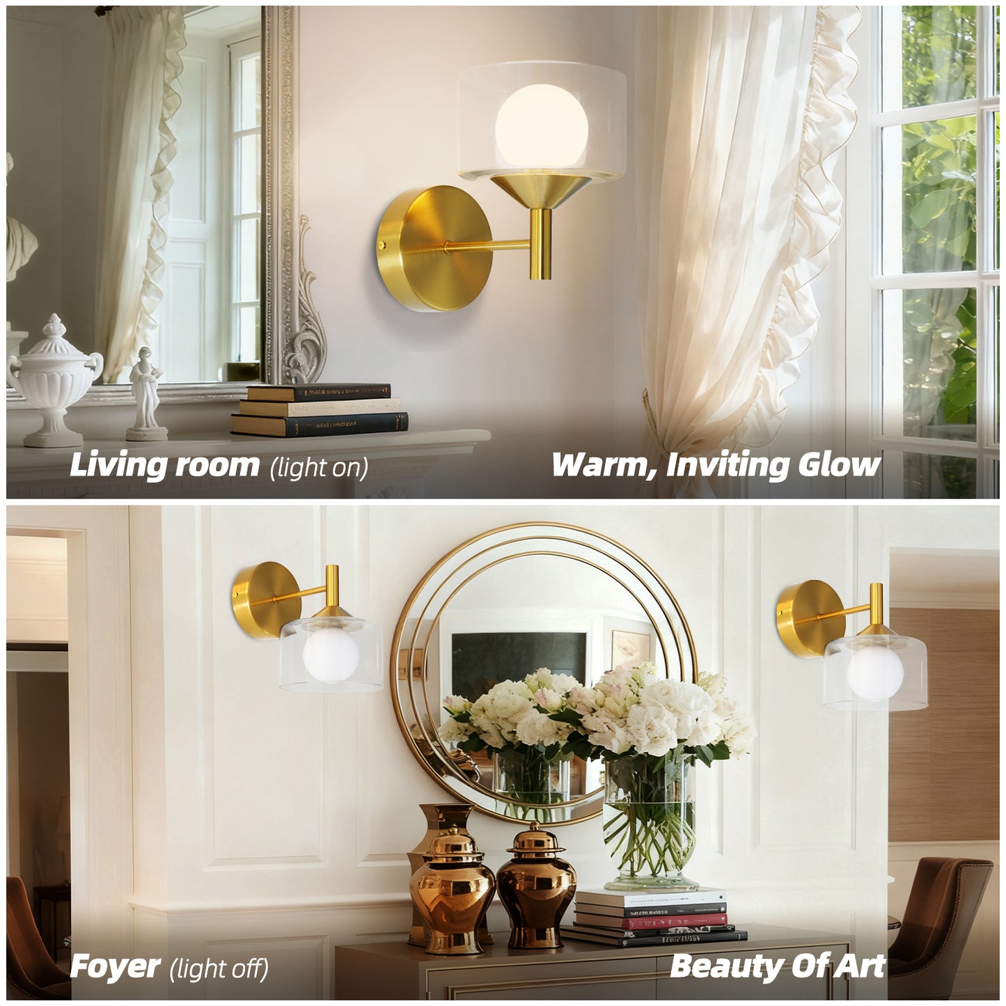 Vintage Wall Lamp Glass Wall Light Oval Glass Lampshade Hallway Wall Lamp &nbsp;(4500K) IP44, Nightstand Lamp, For Living Room, Bedroom