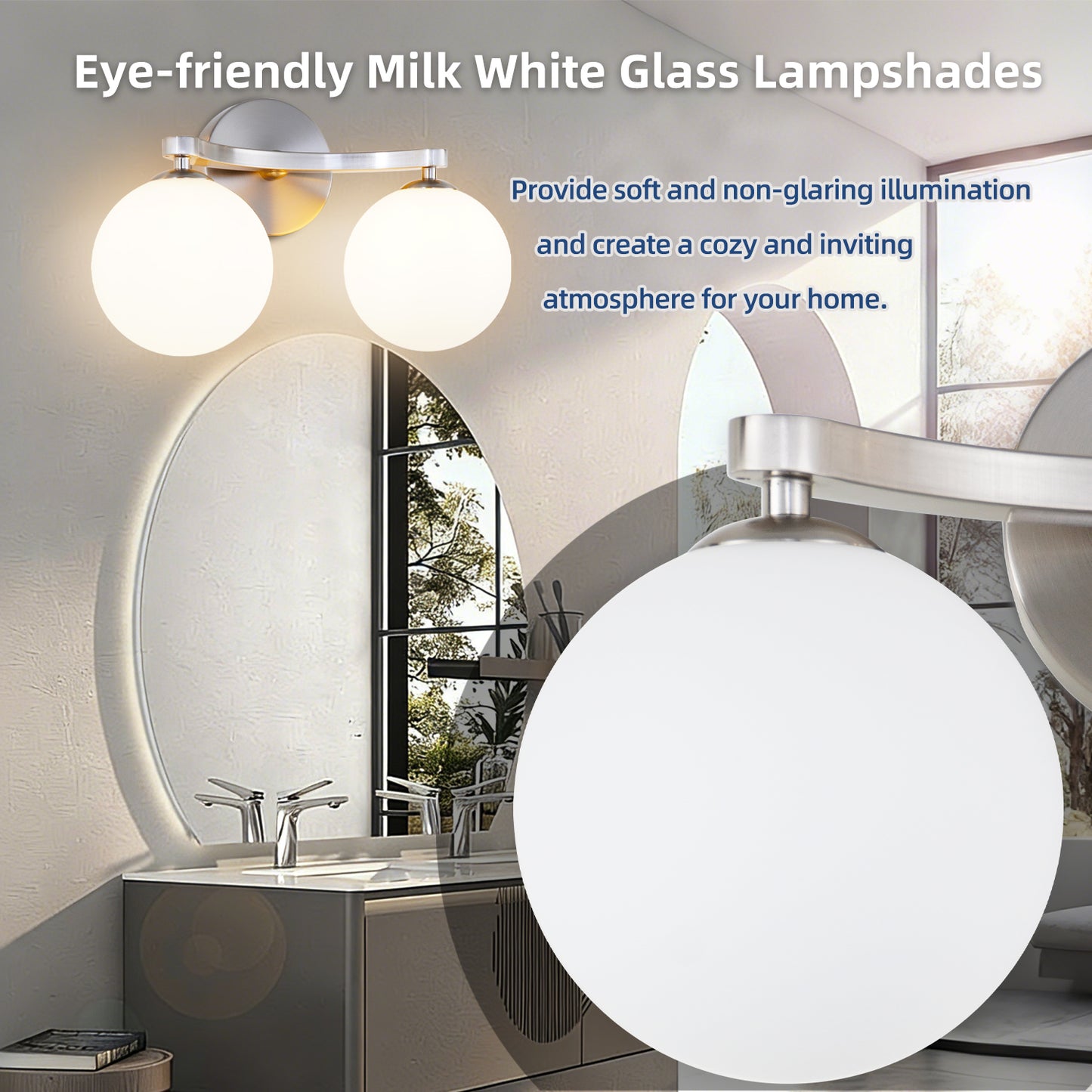 MantoLite Wandleuchte Innen,Moderne Wandleuchte LED mit Kugel Lampenschirm Für Badezimmer Schlafzimmer Flur Wohnzimmer