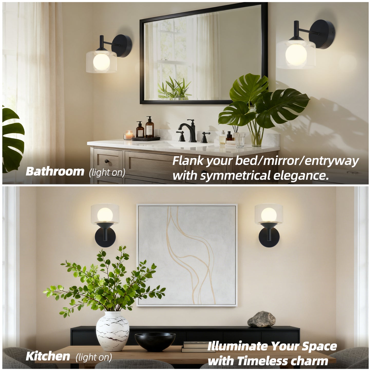 Vintage Wall Lamp Glass Wall Light Oval Glass Lampshade Hallway Wall Lamp  (4500K) IP44, Nightstand Lamp, For Living Room, Bedroom