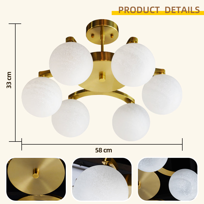 Modern Elegant Geometric Circle G9 Pendant Light 6 Light Gold Metal Globe Glass Shades Luxury Chandelier for Dining Living Room