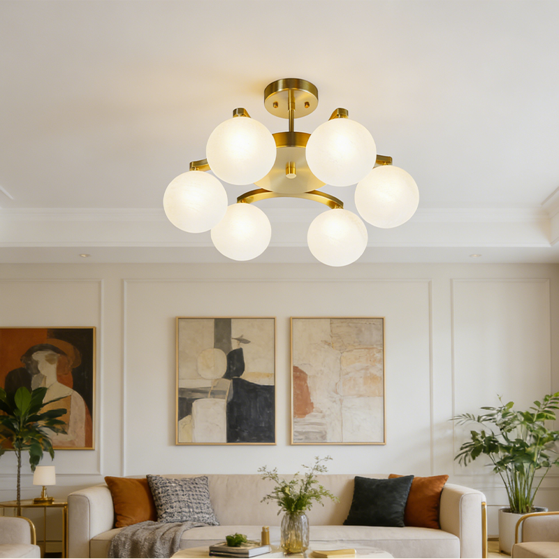 Modern Elegant Geometric Circle G9 Pendant Light 6 Light Gold Metal Globe Glass Shades Luxury Chandelier for Dining Living Room
